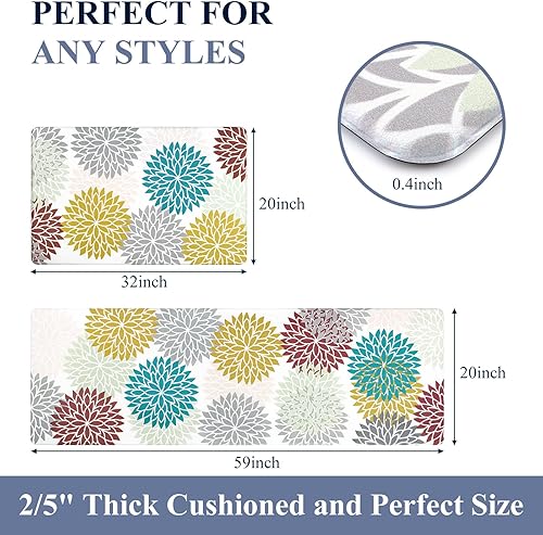 Miniatura 21 de HEBE Kitchen Mat 20"x71" Anti Fatigue Floor Mat Runner Non Slip Kitchen Mats for Floor Waterproof Kitchen Rugs and Mats Ergonomic Cushioned Comfort