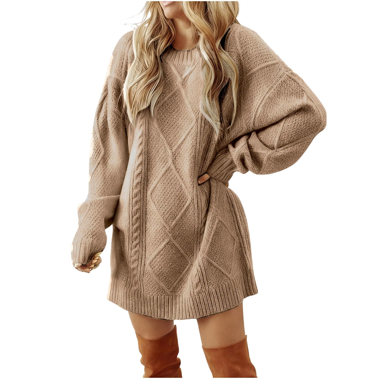 Womens Sweater Dress Oversized Cable Knit Chunky Long Sleeve Short Dresses Fall Outfits Vacation Winter Clothes