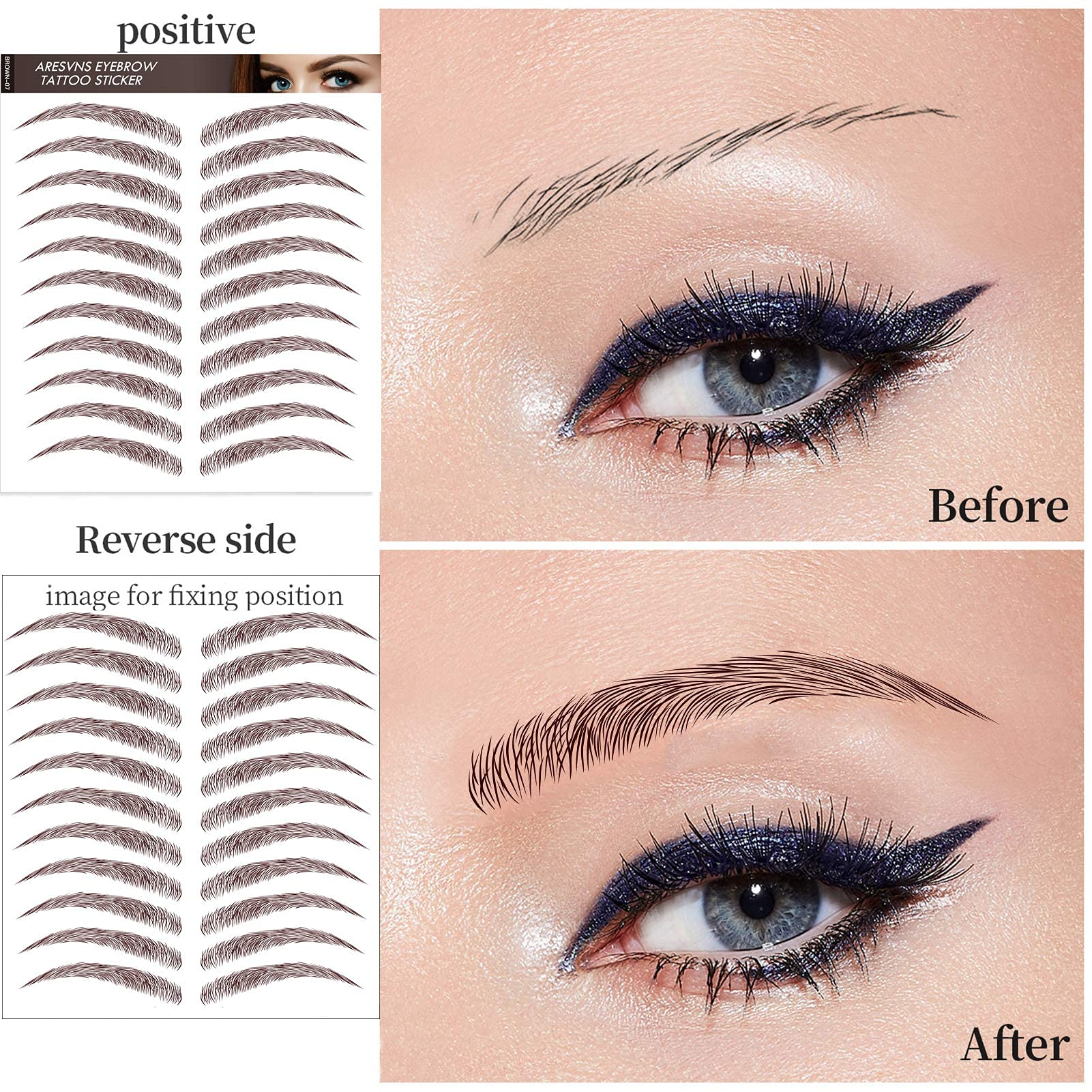 Tatuaje de cejas, 77 pares. Ceja de tatuaje auténtica 4D recién mejorada, popular calcomanía de transferencia de cejas marrón rojizo para mujeres y niñas, tamaños adecuados, impermeable y de larga 4