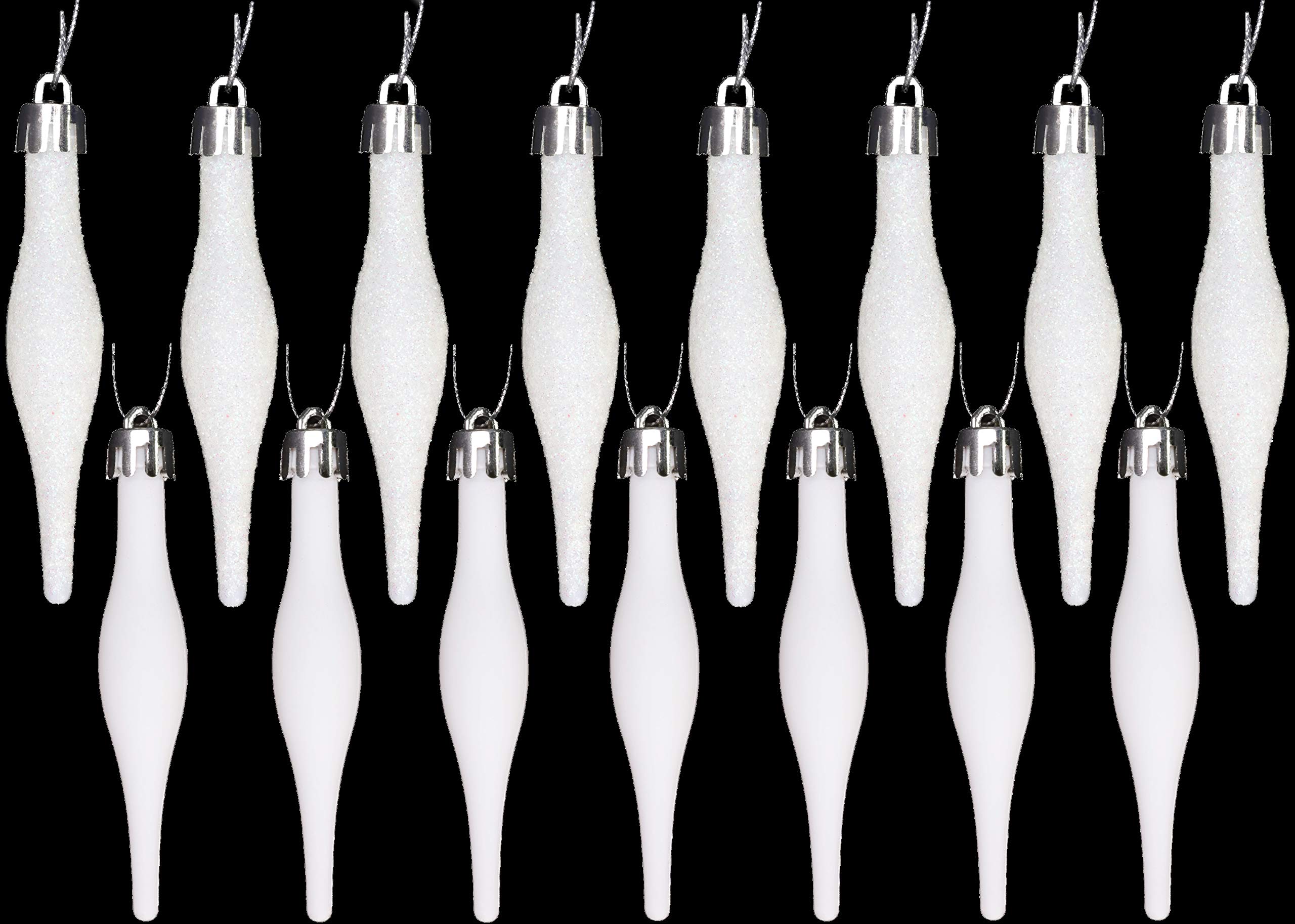 Christmas Concepts White Christmas Concepts® Pack Of 15-8.5Cm, 85Mm (3.4") Droplet Baubles - Matte & Glitter Design - Christmas Baubles (White)