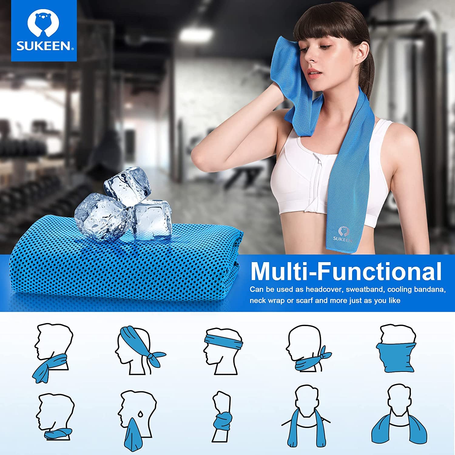 Sukeen Kühlendes Handtuch, Kühltuch Set,Kühltücher Hals, Handtuch kühlend, Cooling Towel, Kühltücher Sport, Kühlendes Tuch, Eishandtücher für Wandern, Laufen, Tennis, Reisen