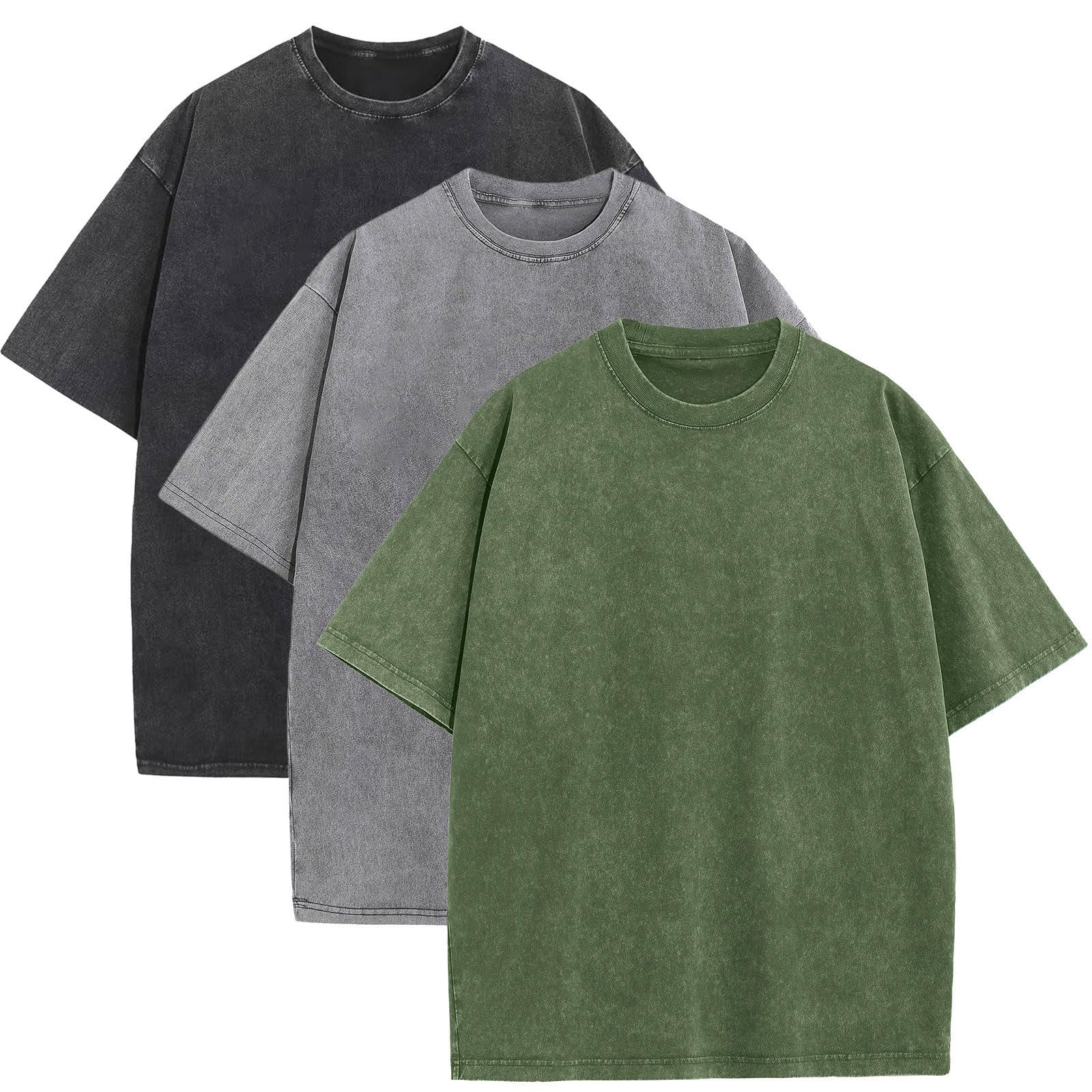 Men's Oversized Cotton T-Shirts Loose Fit Vintage Washed Tee Unisex Short Sleeve Casual Shirts Tops