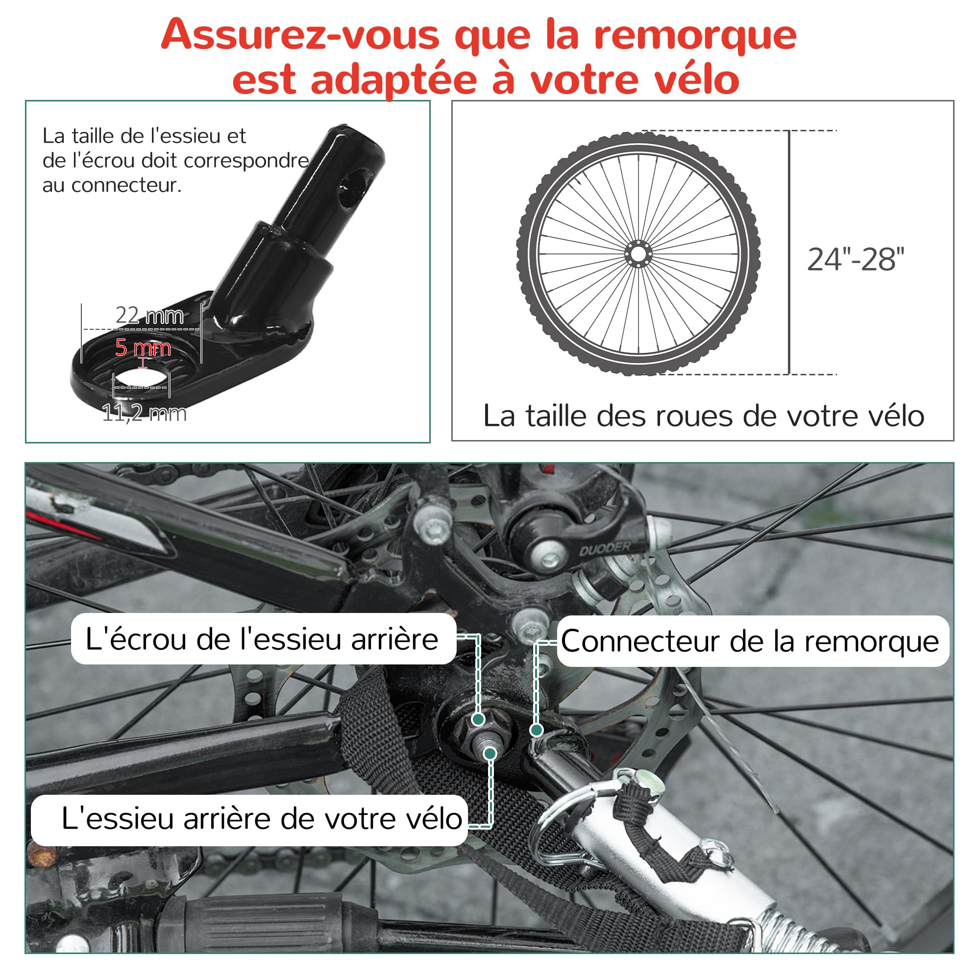 HOMCOM Remorque vélo pour Enfant 2 en 1 Convertible Jogger Poussette capacité 26,4 kg avec réflecteurs et Drapeau - 2 Places