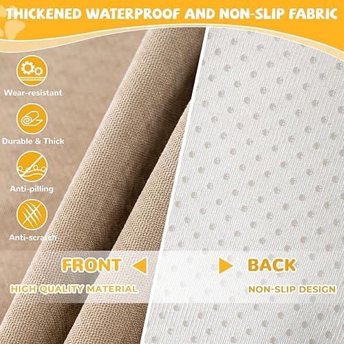 Miniatura 4 de Funda de sofá 100% impermeable antideslizante para mascotas y perros, lavable, antiarañazos de gatos, protector de muebles para sofá de 3 cojines,