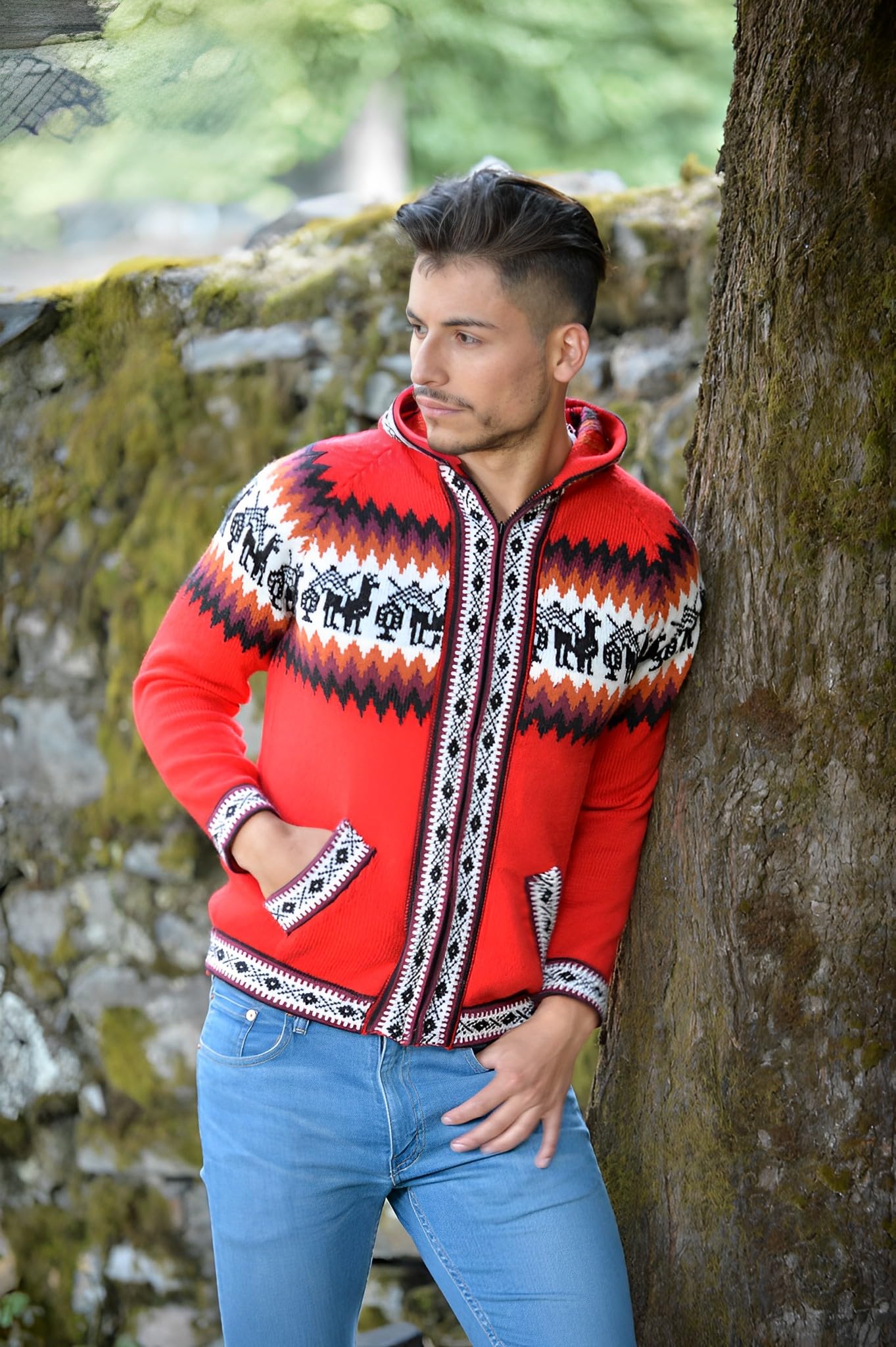 Gamboa Alpaca Cardigan Uomo Giacca Cappotto Elegante Manica Lungaa Autunno Invernale