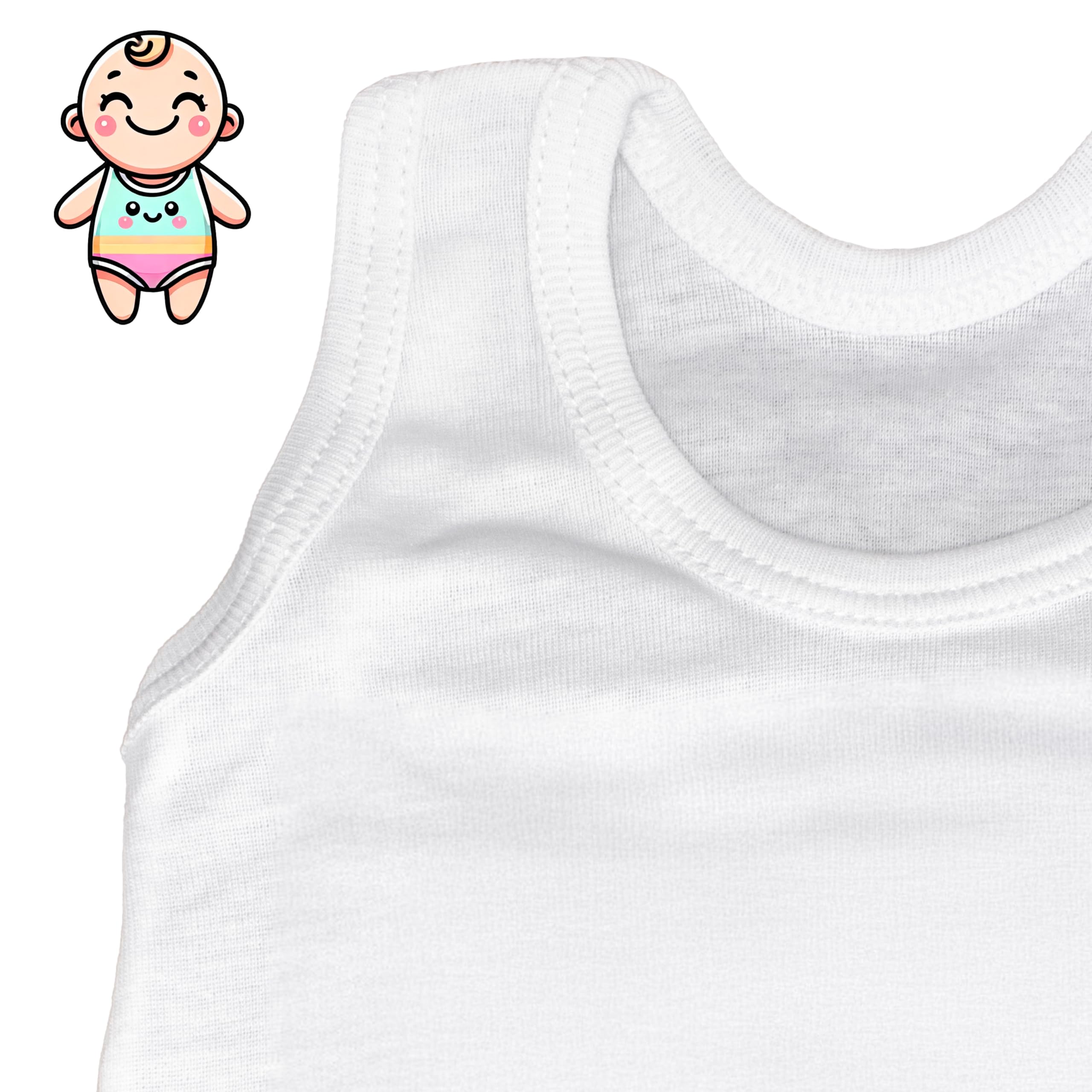 PASTELLO - 6 unidades Body para bebé 100% algodón, paquete de 6 unidades, camiseta sin mangas, práctica y cómoda (Art. BY1130TC)