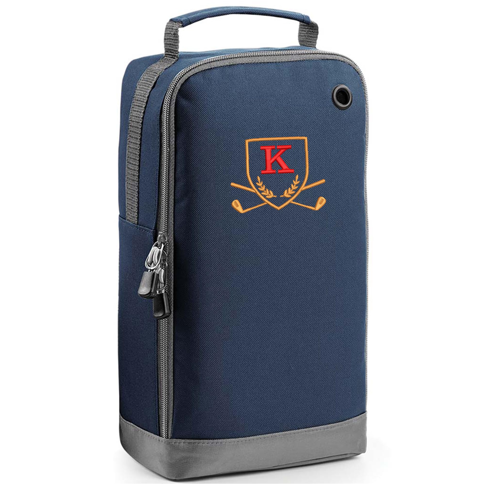 Always Looking Good Golf Shoe Bag with Monogrammed Embroidery Initial Letter Custom Embroidered Golf Boot Bag - Golf Gifts for Men (Navy, K)