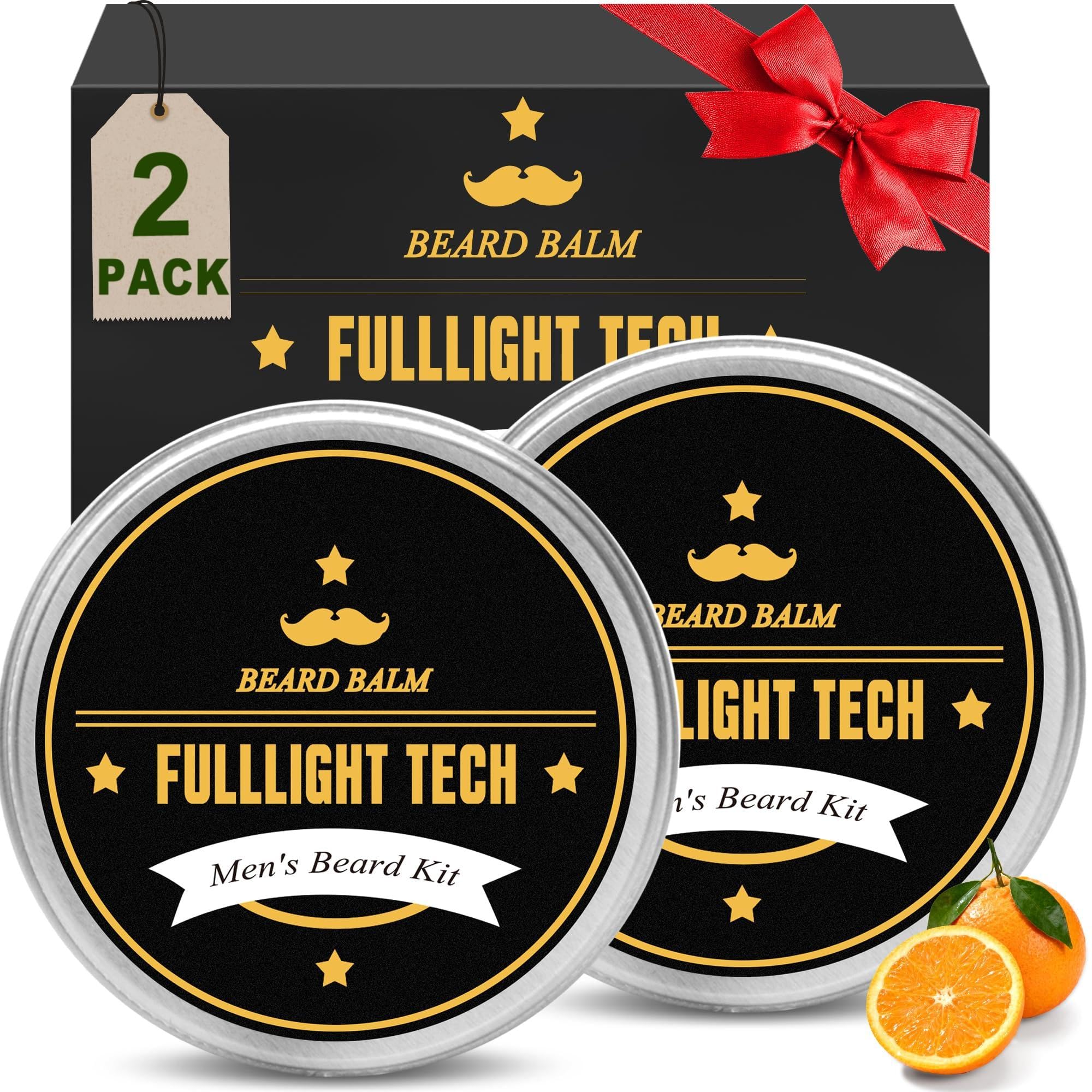 Beard Balm, 2 Pack - Citrus Scent - Coconut, Argan, Jojoba Oils - Styles, Hydrates & Smooths Beards & Mustaches - Beard Styling Balm - Gifts for Men
