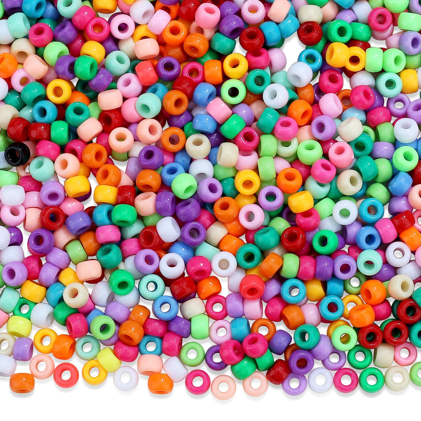 GUJOXILA Assorted Pony Beads Bulk 1000Pcs Coloured Kandi Beads for Bracelet Jewelry Making Hair Bead for Braids Mixed Threading Acrylic Pony Bead Kit for Crafting Bracelets 6×9mm