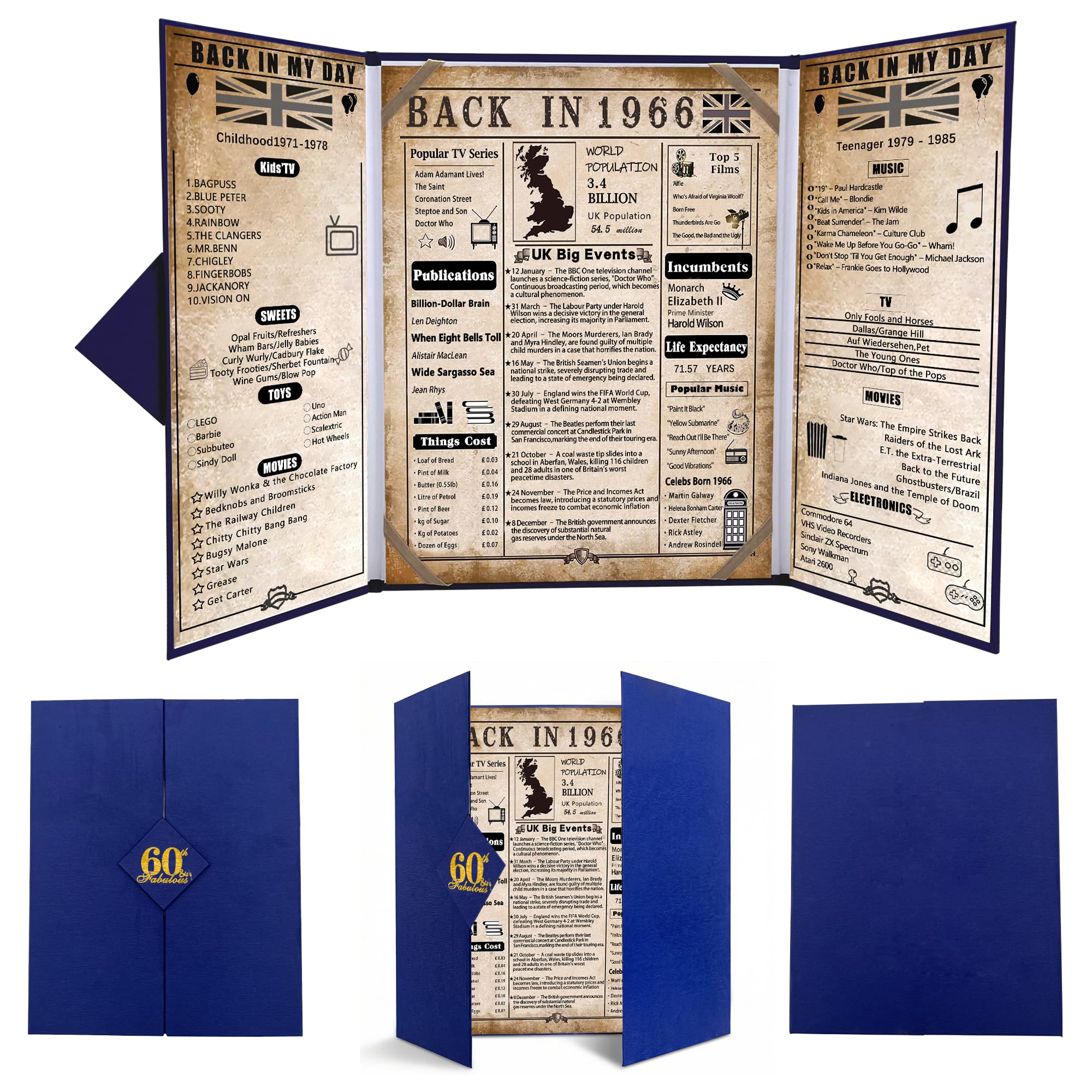 Back In Men's Blue - 60Th / 1966 60Th Birthday Gifts For Blue Tri-Fold Card Poster