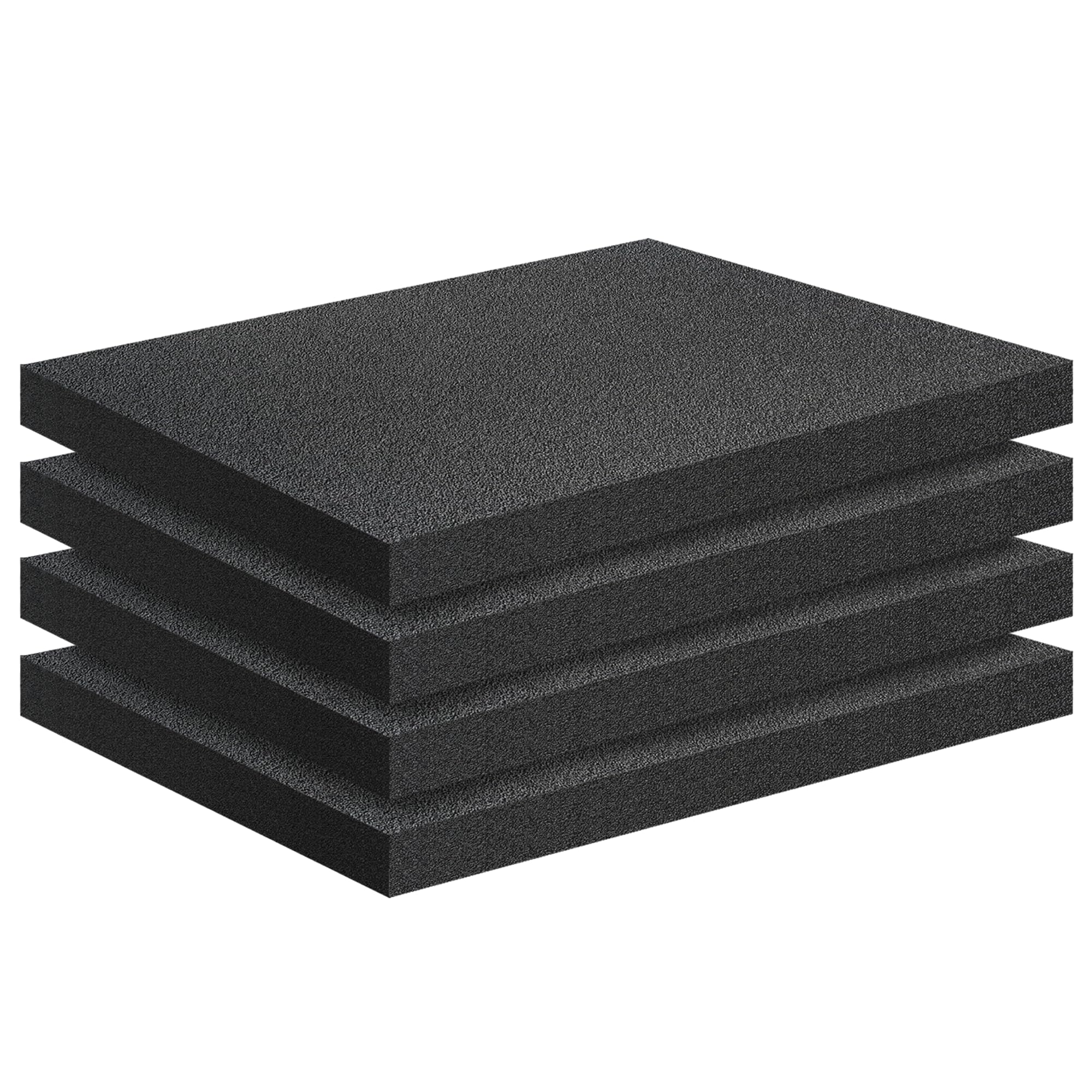 4 PCS Black Foam Padding- 16x12x1 Inch Polyurethane High Density Foam Cuttable Black Sheet Pad Cushioning Inserts for Packing Cases and Crafts