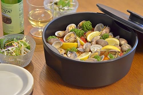 Miniatura 8 de Maceta japonesa Donabe, Seto-mono, 49.0fl oz, diseño moderno, blanco, hecha a mano en Japón