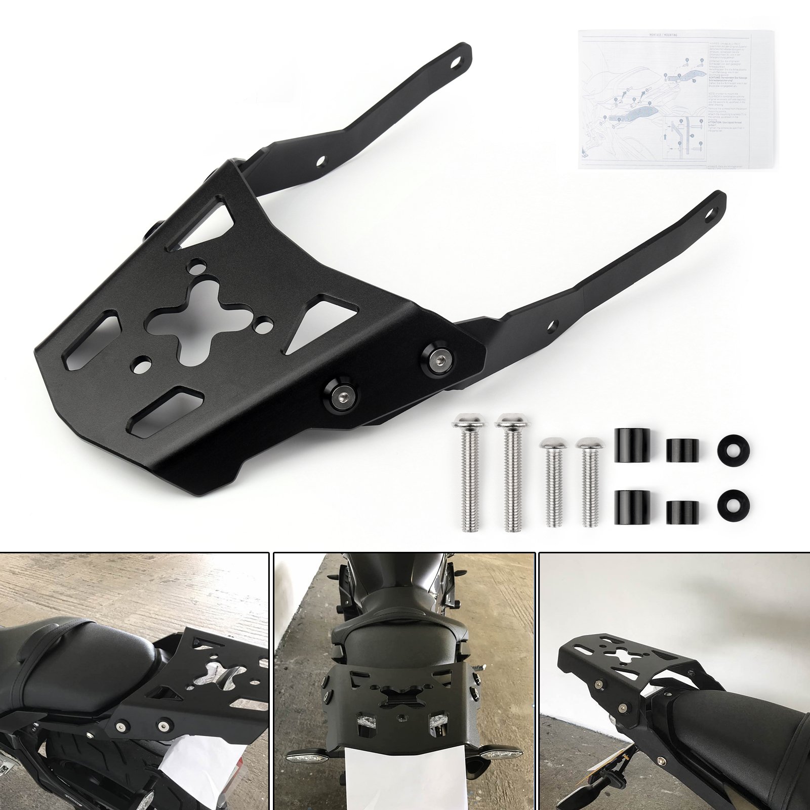 Areyourshop Black Luggage Rack Rear Carrier Plate kit for Yamaha MT-10 2016-2017