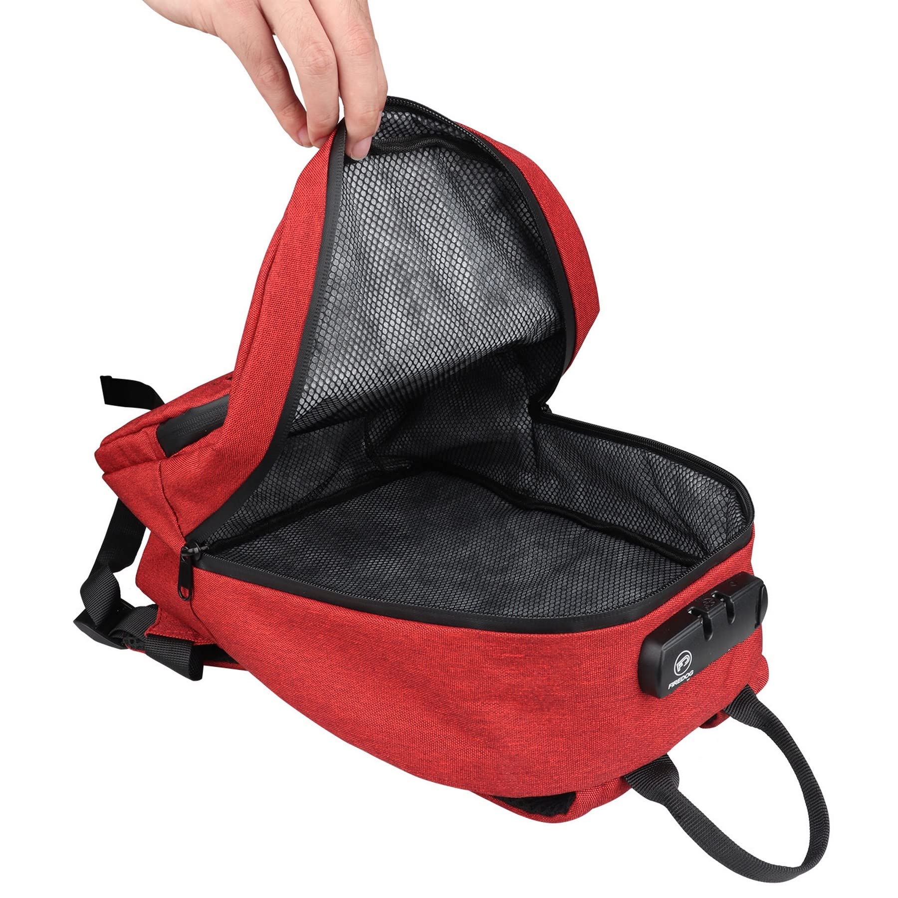 Mini mochila a prueba de olores con cerradura para hombres y mujeres de viaje, Rojo -, Viajar 6