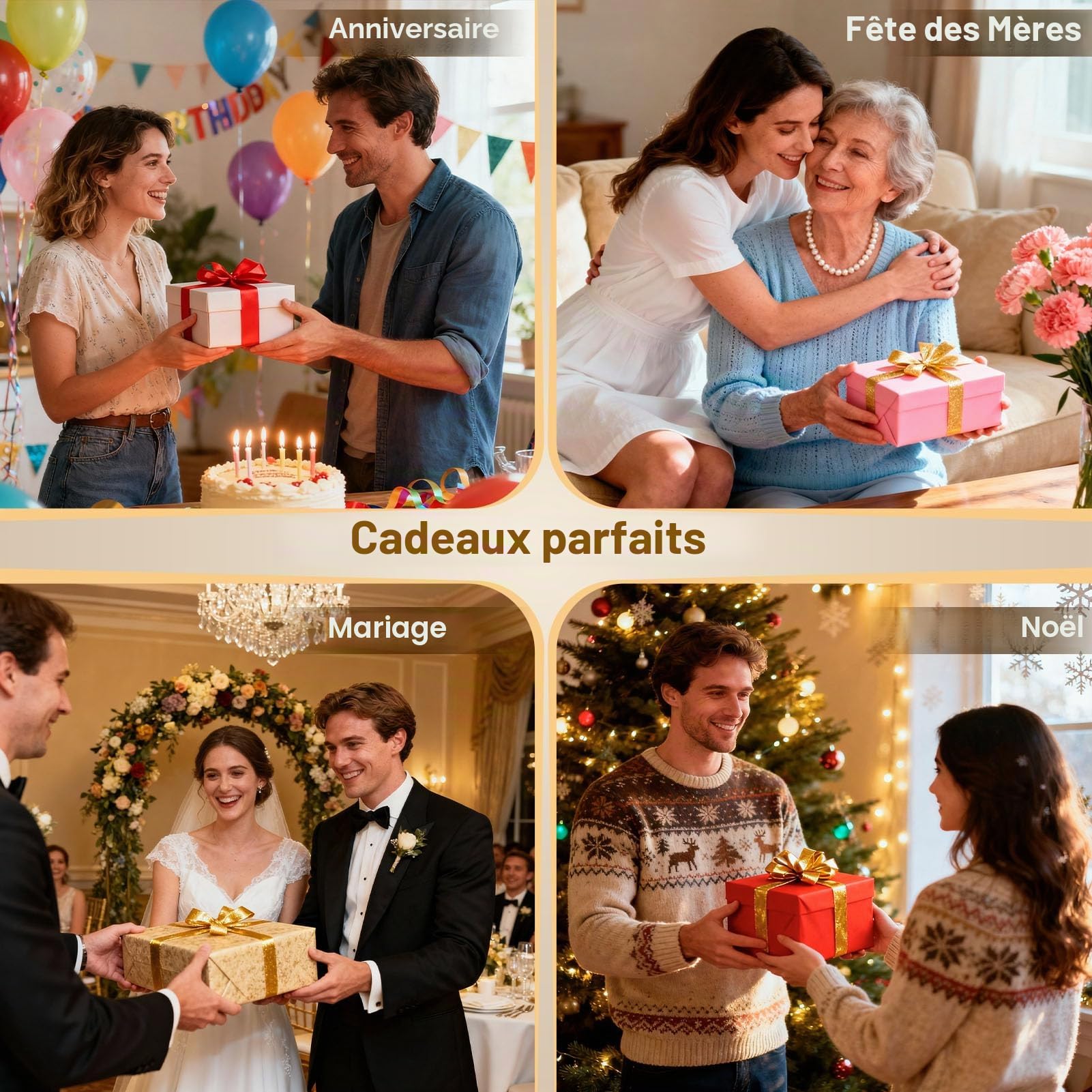 Cadre photo numérique électronique sans Wi-Fi, écran IPS de 10,1 ", avec clé USB de 32 Go et détecteur de mouvement, calendrier, minuterie, photo, vidéo, lecteur de musique, montage mural