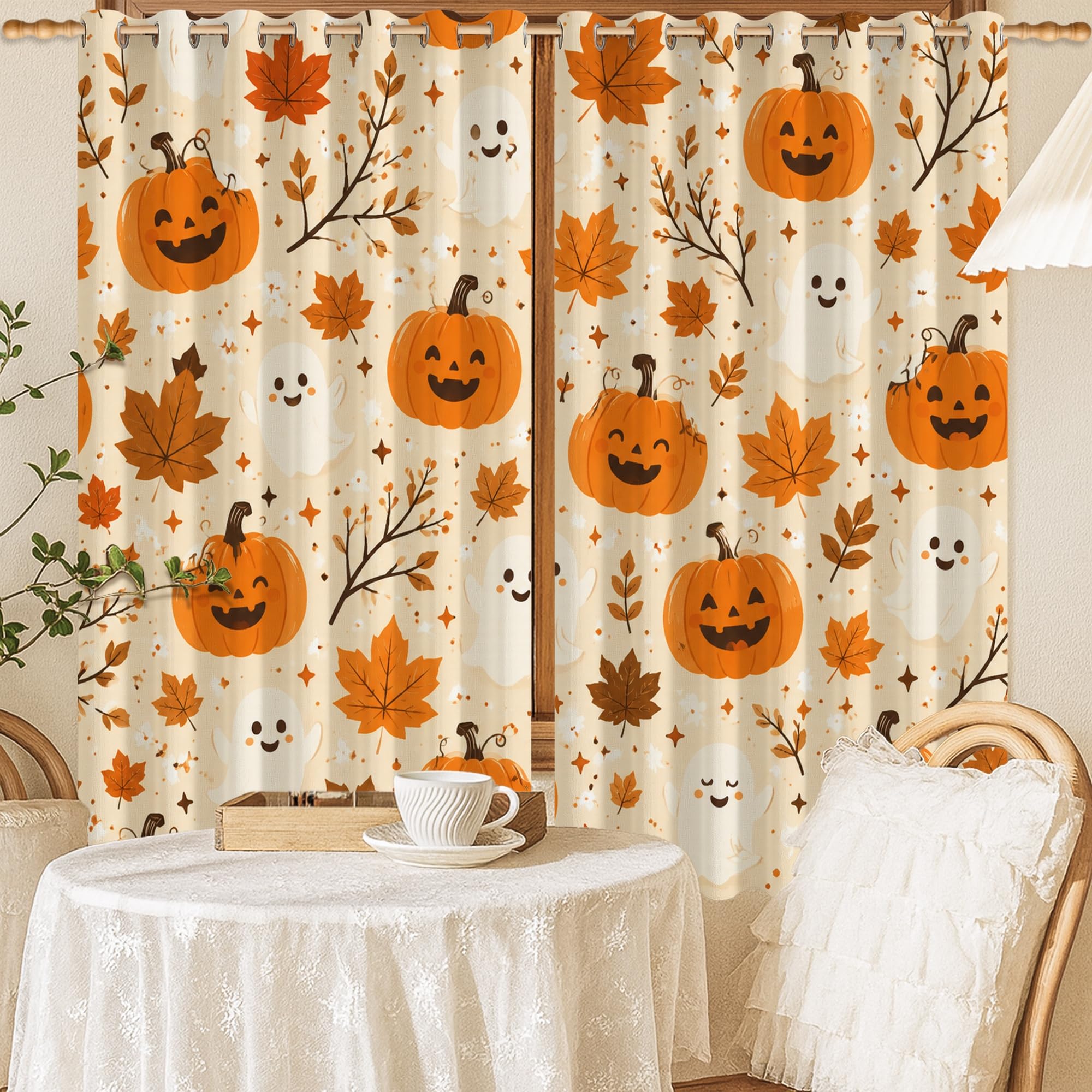Rideaux occultants Halloween orange pour créer un cocon d'automne dans votre bureau