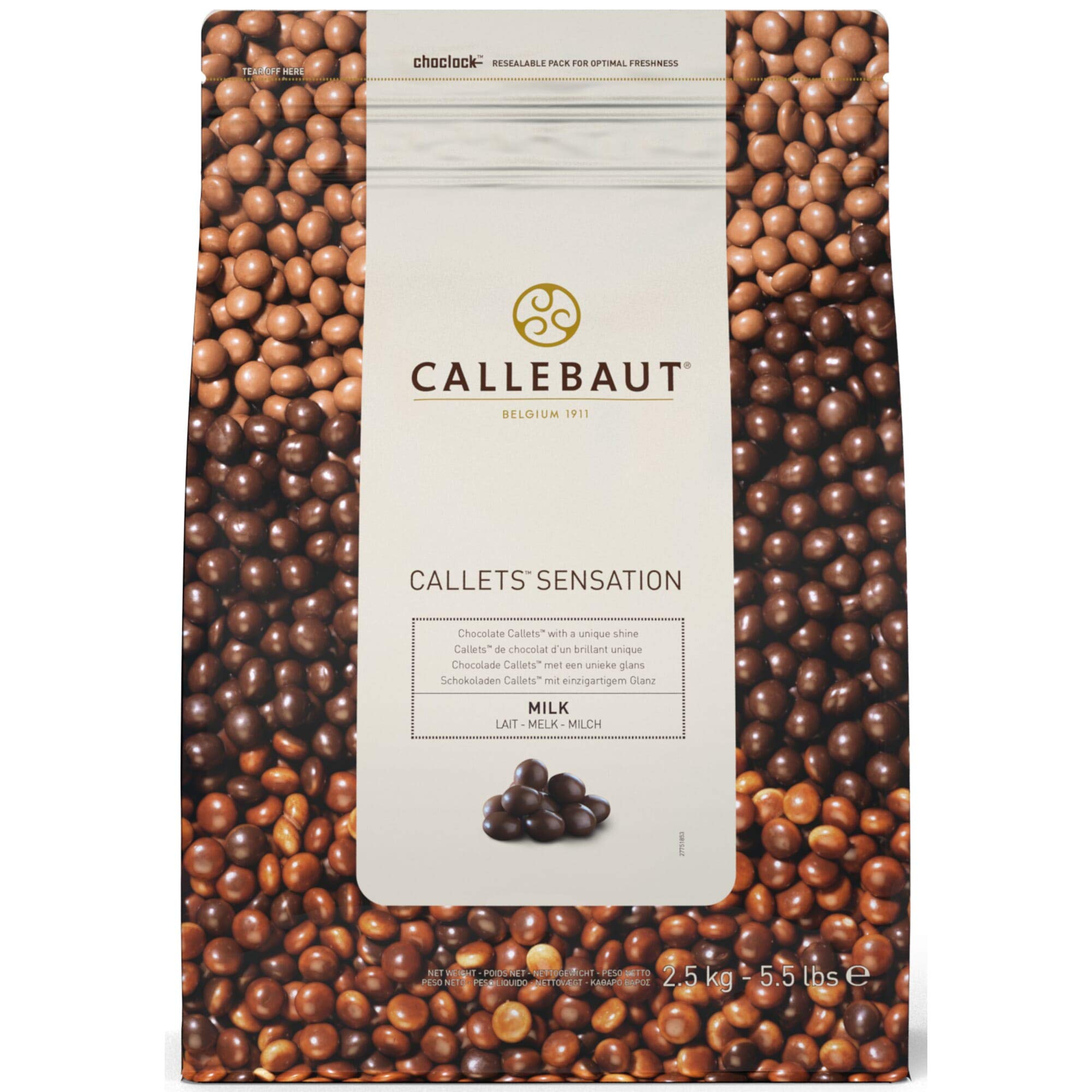 CALLEBAUT Callets Sensation Schokoladen Callets - glänzend, Milchschokolade, 33,6% Kakao, 2,5kg - 1er Pack