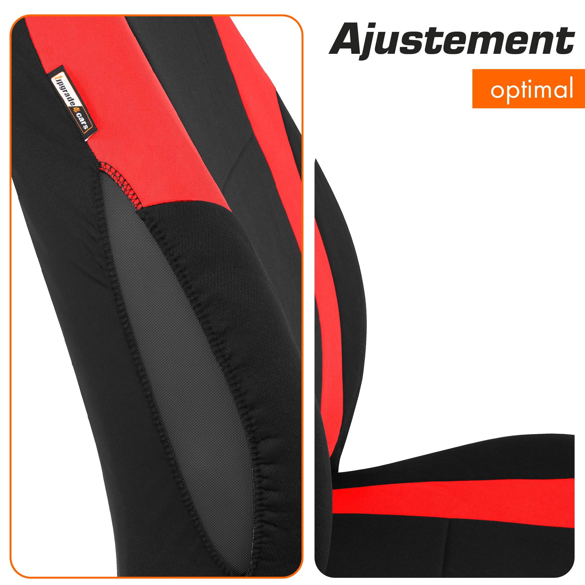 upgrade4cars Housse de Siege Voiture Universelle Noir Rouge | Ensemble de Housses Siège Auto Universel | Couvre Sieges pour Avant et Arrière