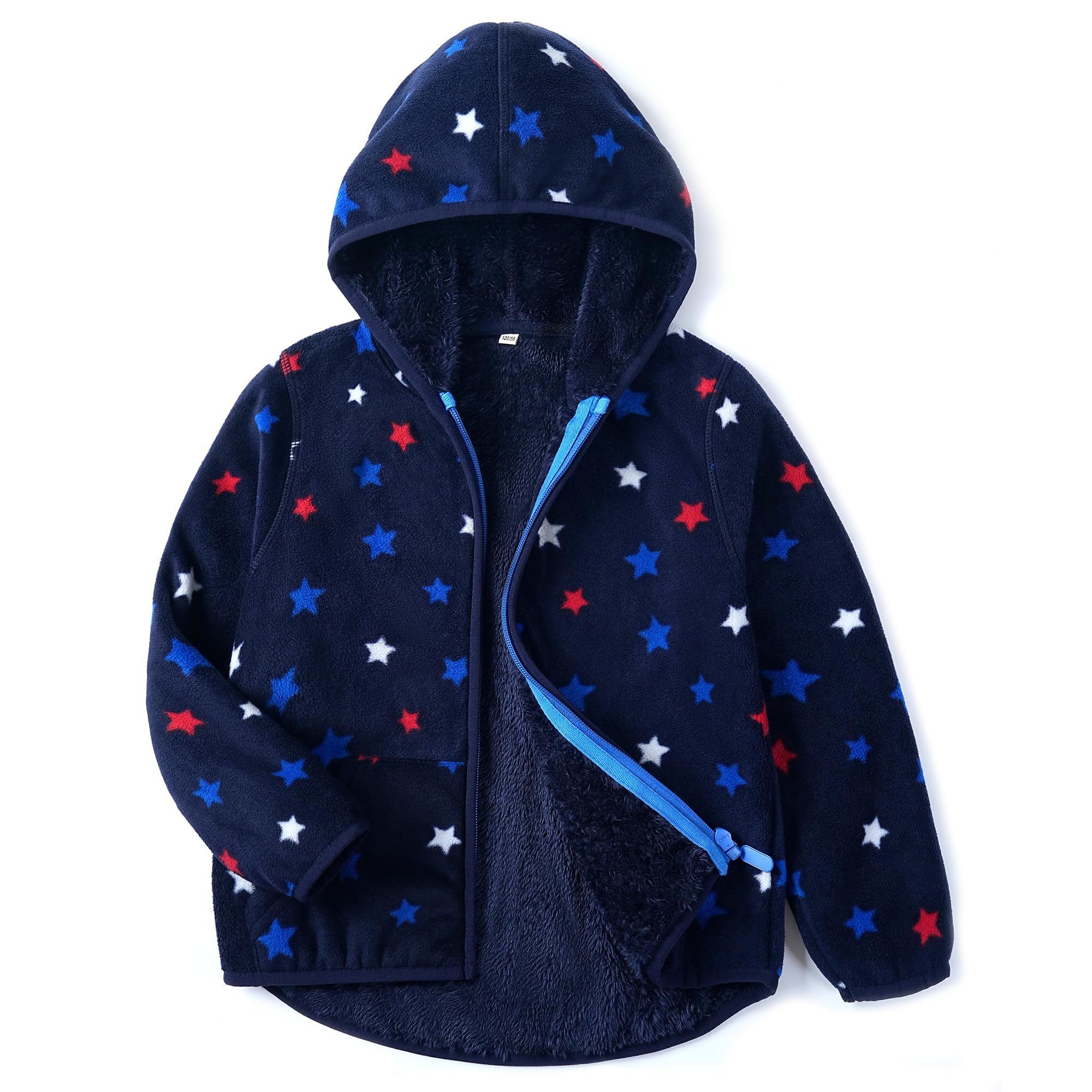 Boys Girls Polar Fleece Jacket with Hood Toddler Coat 2-12 Years
