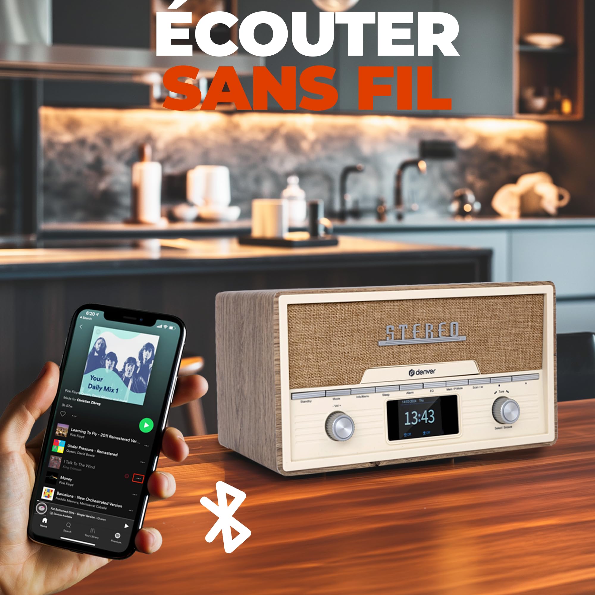 Denver Retro Dab+/FM Radio con CD/BT/USB MDA-525LW