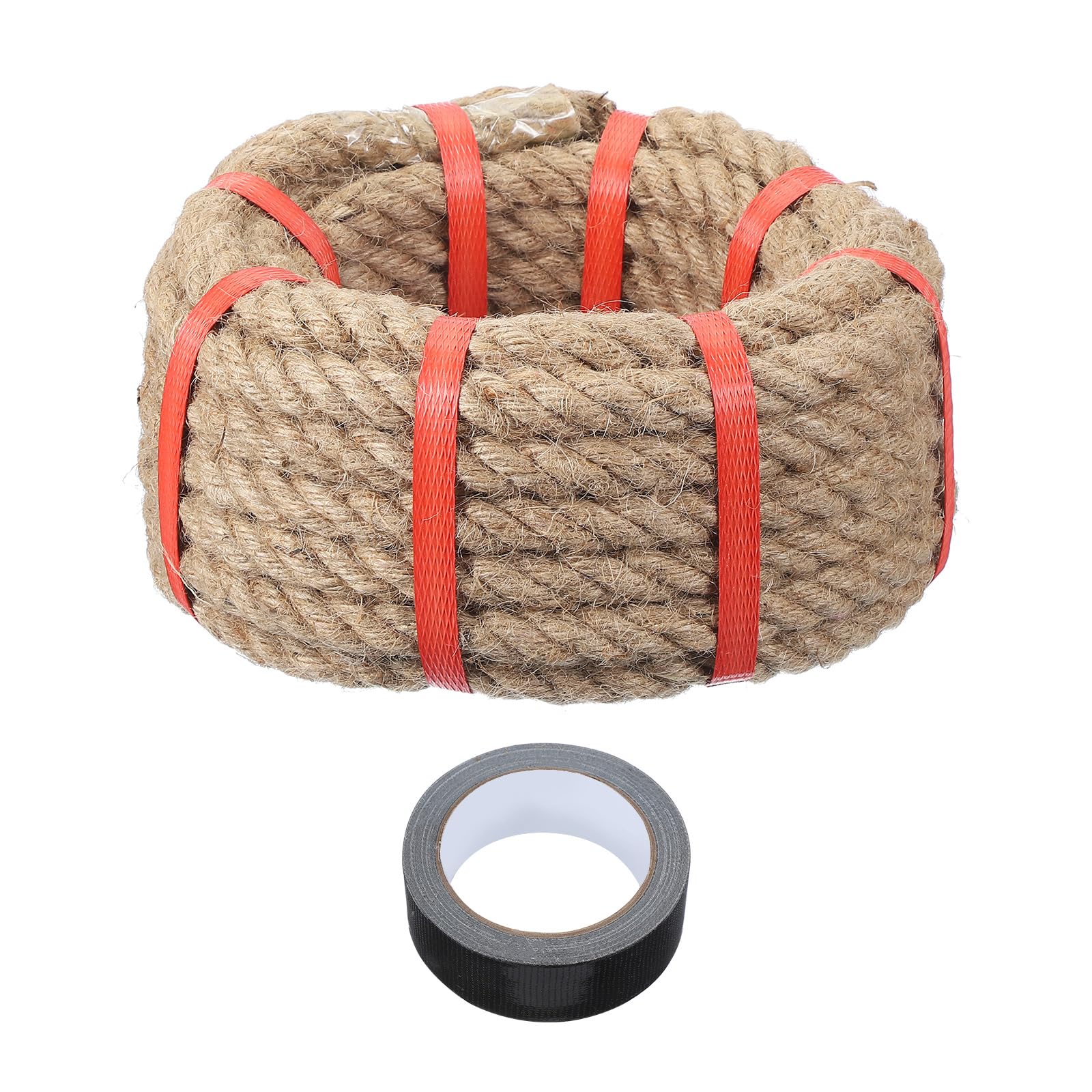 sourcing map Battle Rope 30ft x 0.63 Inch Jute Heavy Fitness Training Gym Rope Exercise Workout Ropes for Strength Training Home Workouts Sport