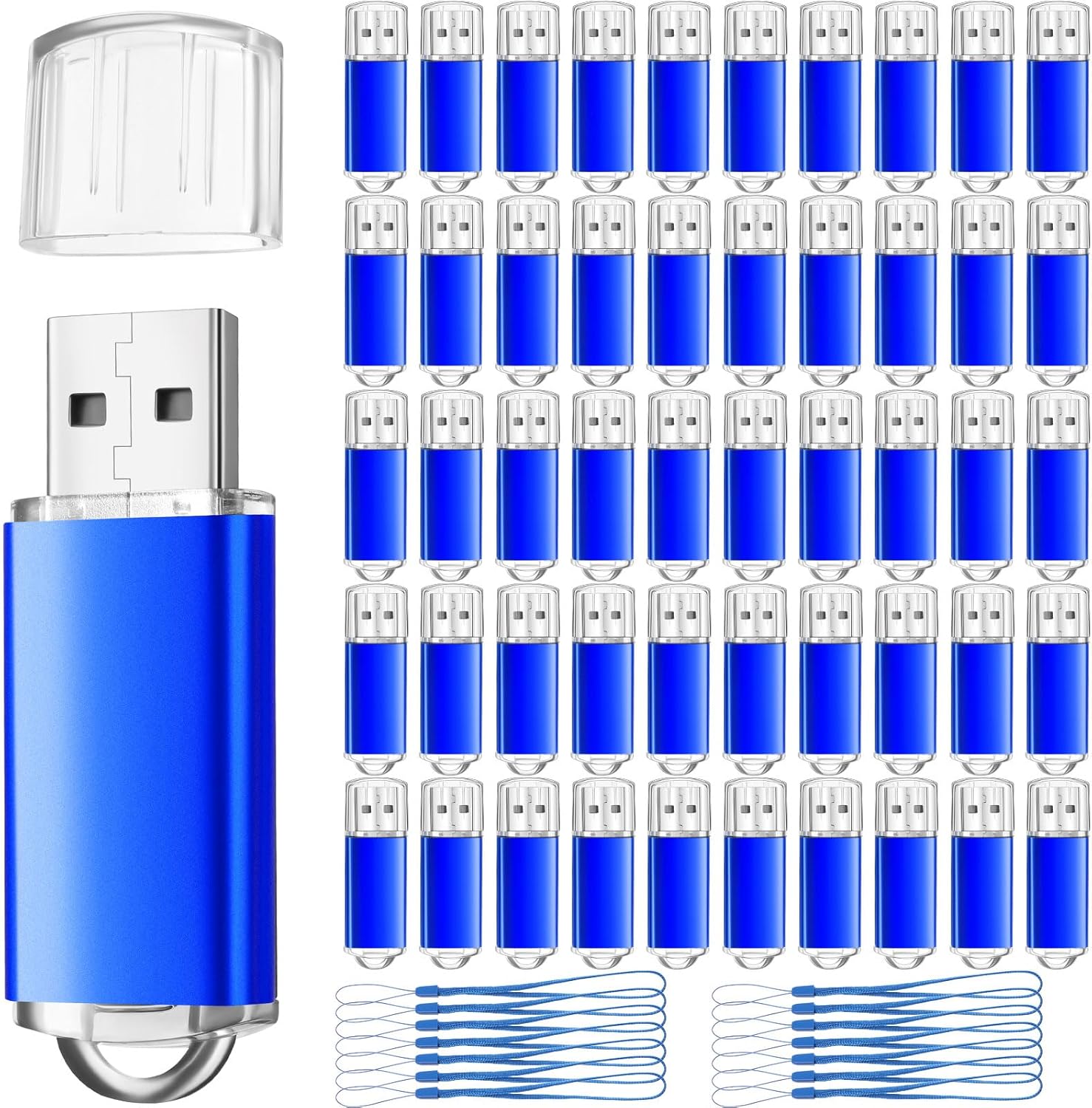 Hoteam 50 Pack USB 2.0 Flash Drives Bulk Blue Pen Drives Portable Pen Drives Thumb