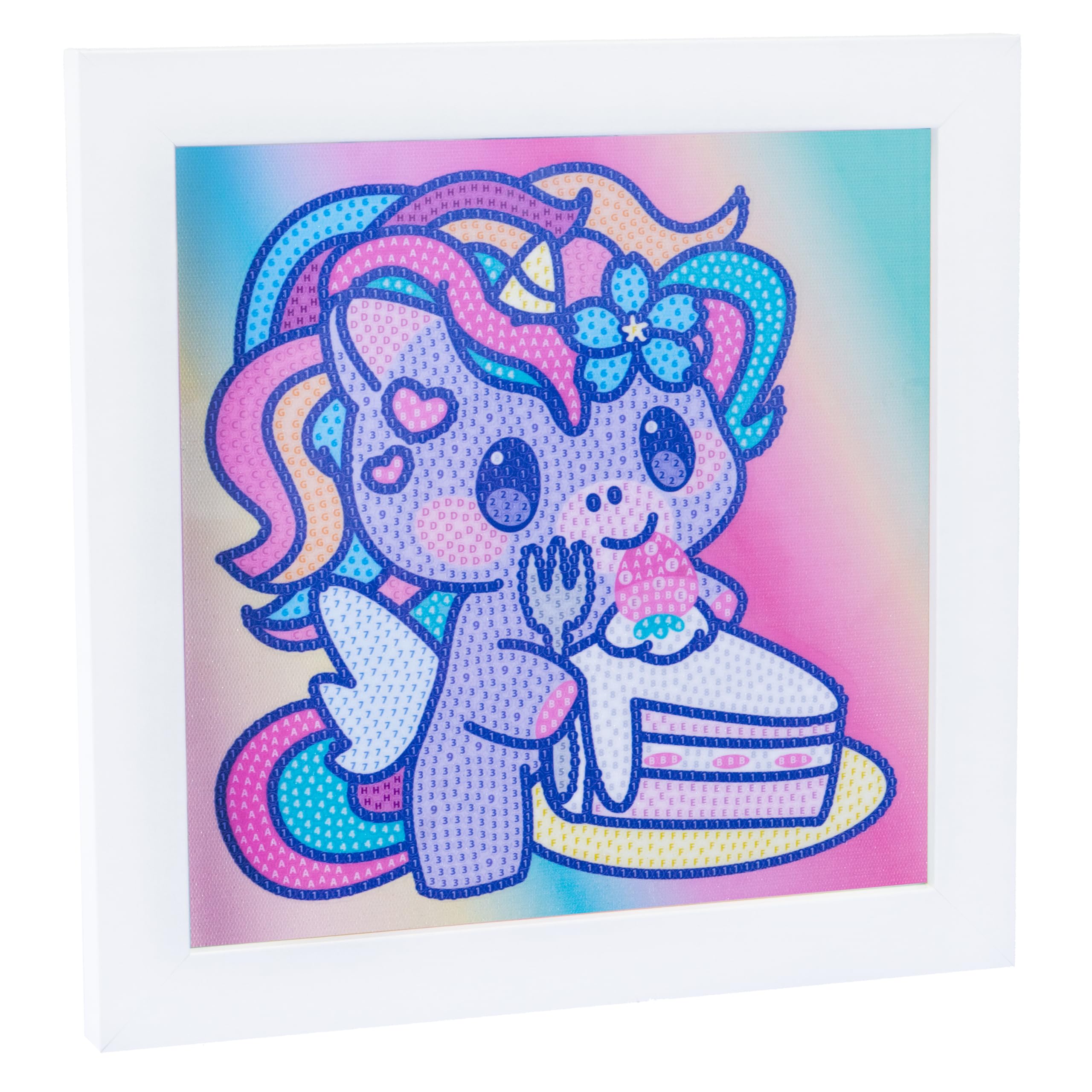 DIAMANTINY Design Art Kawaii Unicorno con Torta su Tela, Quadretto, 90037