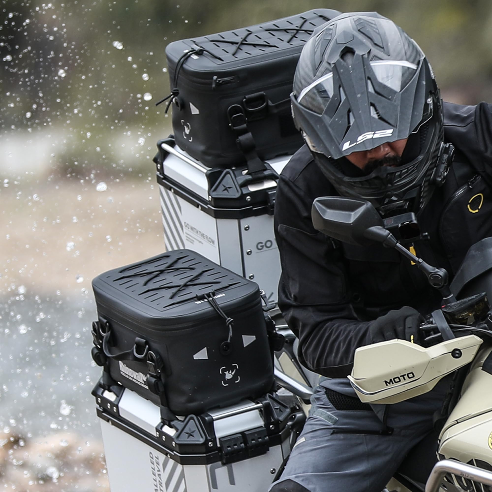 Rhinowalk 16L Motorrad Gepäckrolle wasserdichte Sitz- Seitenkoffer-Tasche MOLLE-System Thermoisolierung TPU-Boden