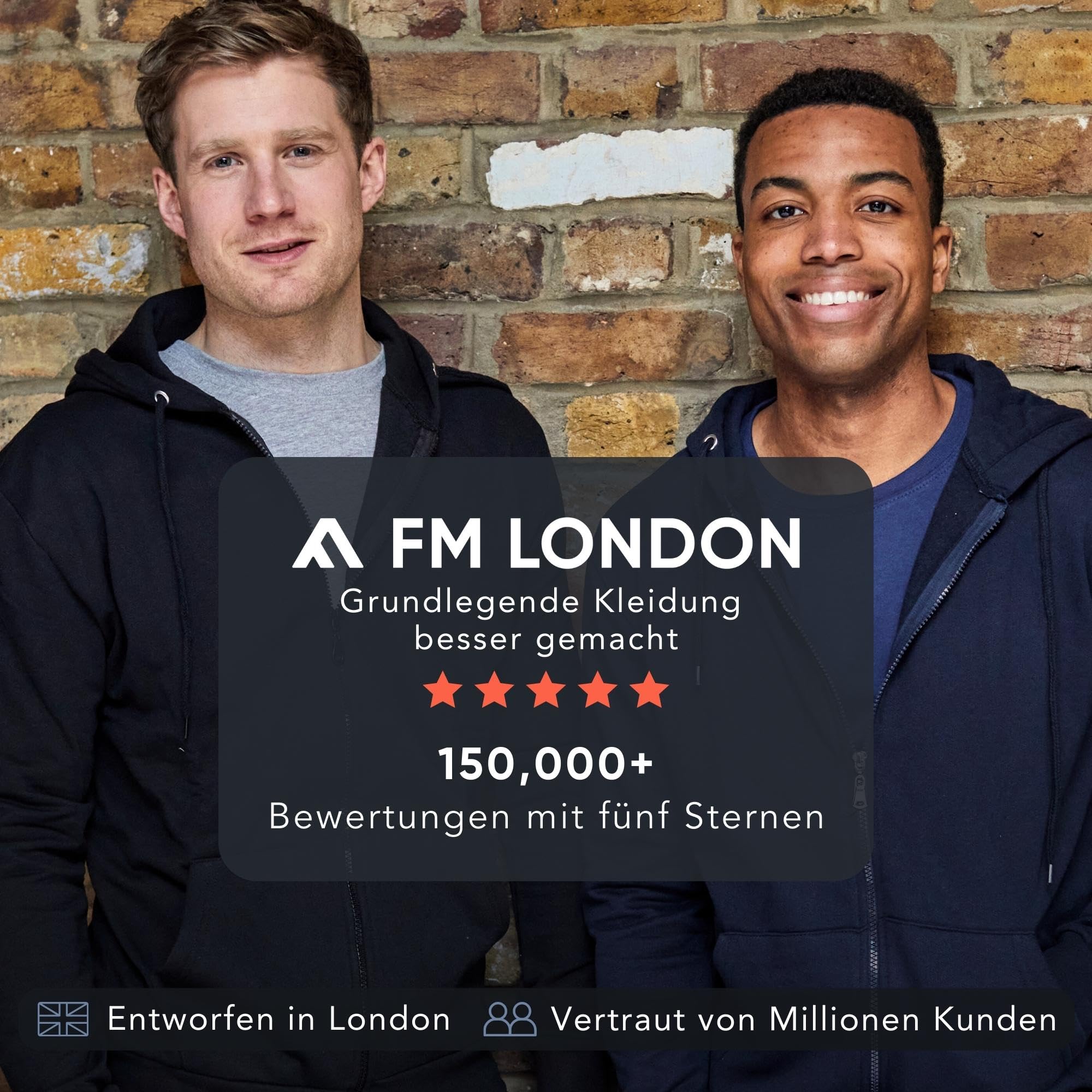 FM London Men's T-Shirt 3/5 Pack - High Quality T-Shirts with Slightly Tailored Design - 4