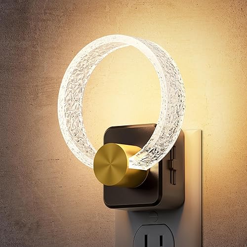 DORESshop Luces nocturnas LED que se enchufan a la pared, luz nocturna decorativa de acrílico con sensor de atardecer a amanecer, luces nocturnas