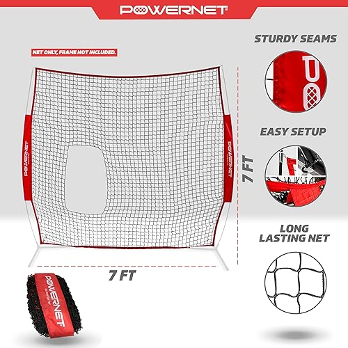 Miniatura 9 de PowerNet 7x7 FT Pitch-Thru Protection Pitching Screen for Softball, 49 Sq Ft Barrier Net Only or Net + Frame, Portable Pitching & Batting Practice