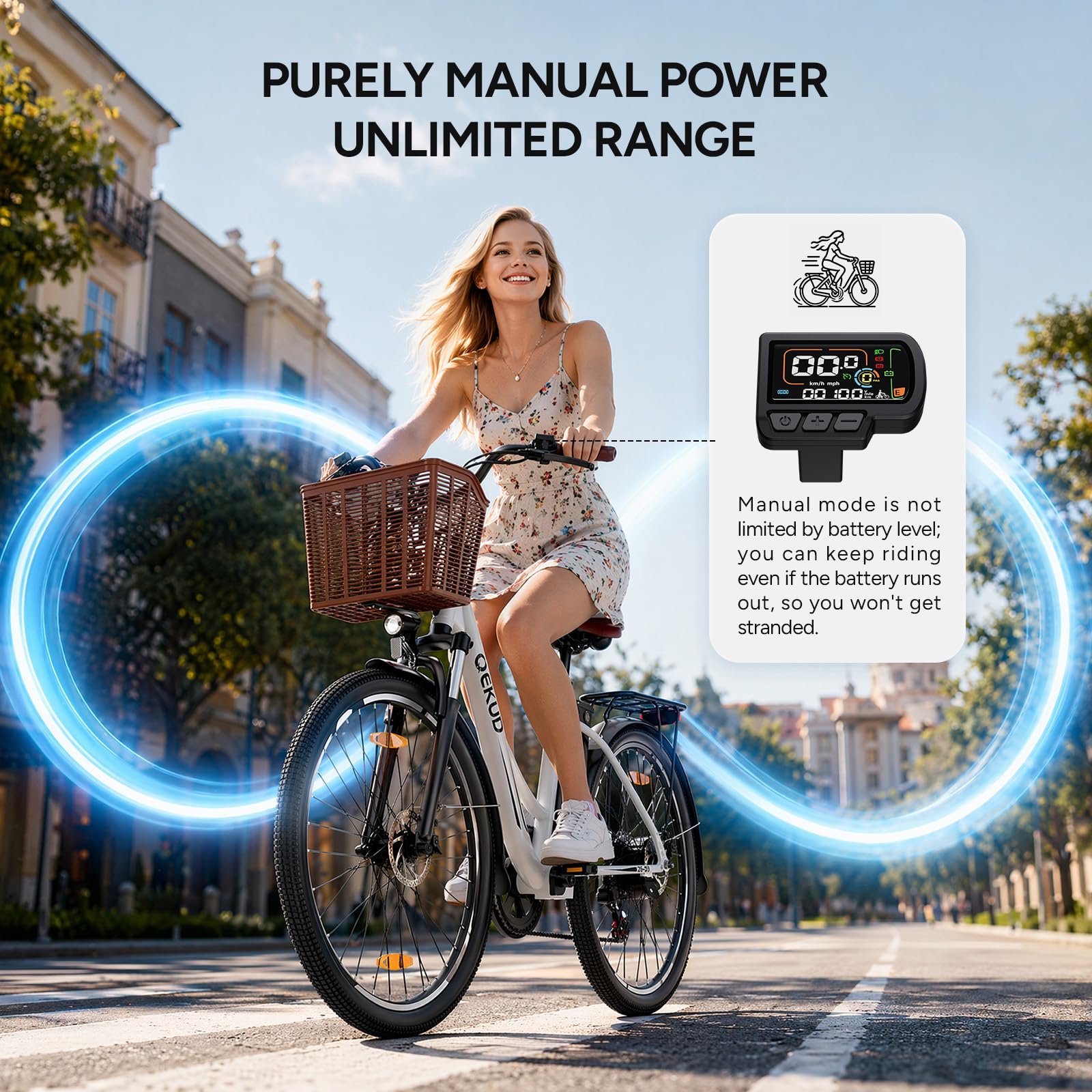 E-Bike Damen/Herren, 26 Zoll/27.5 Zoll Elektrofahrrad, mit 36V 13Ah Li-Ion Akku, 250W Motor, Reichweite bis zu 90-100KM im Hybrid Modell