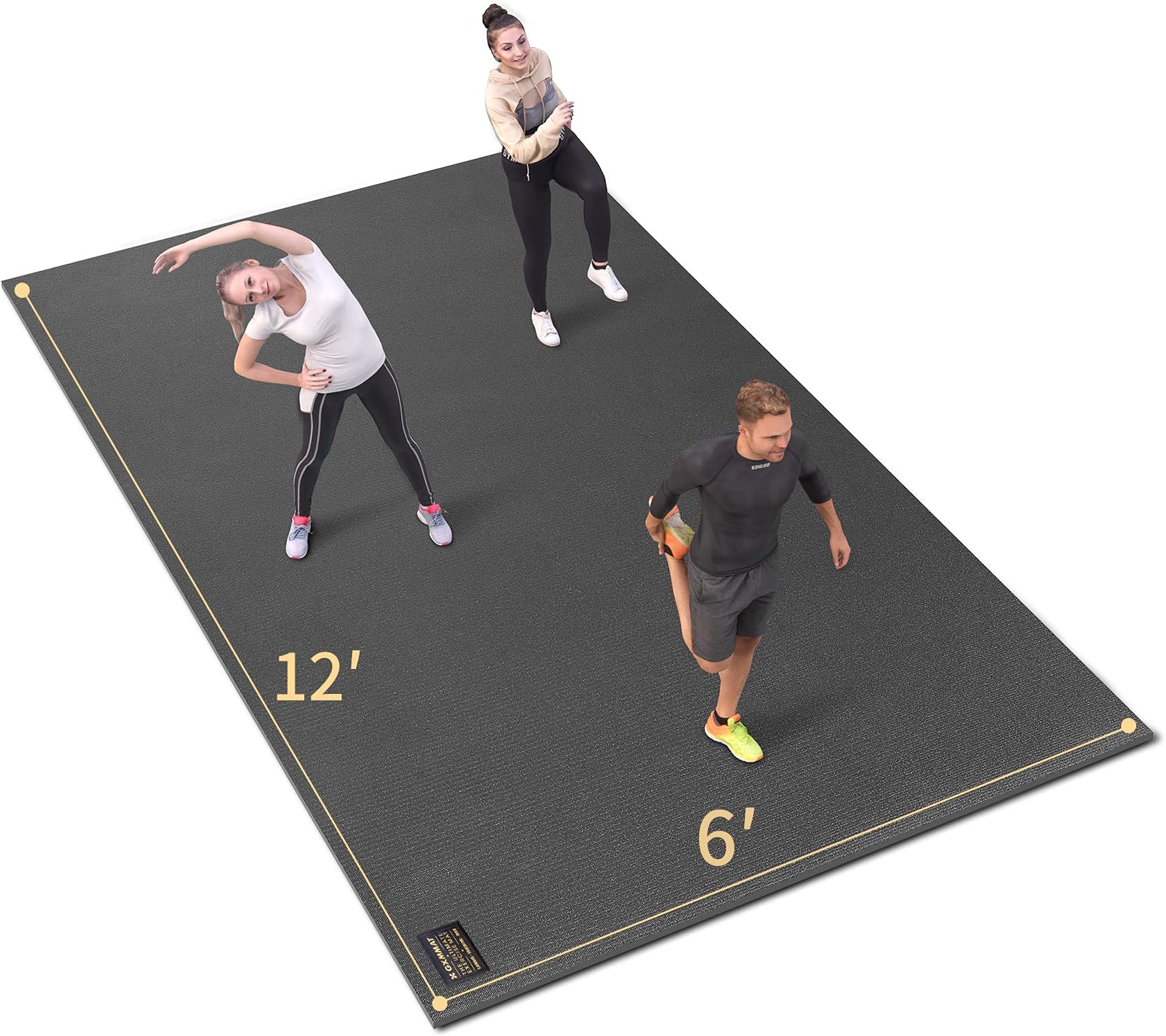 Extra Large Exercise Mat 16'x6'/12'x6'/10'x6'/8'x6'(7mm), Extra Wide Workout Mats for Home Gym Flooring, Non-Slip Thick Durable Cardio Mat for MMA,Plyo,Jump Rope,Weights,Fitness,Shoe-Friendly