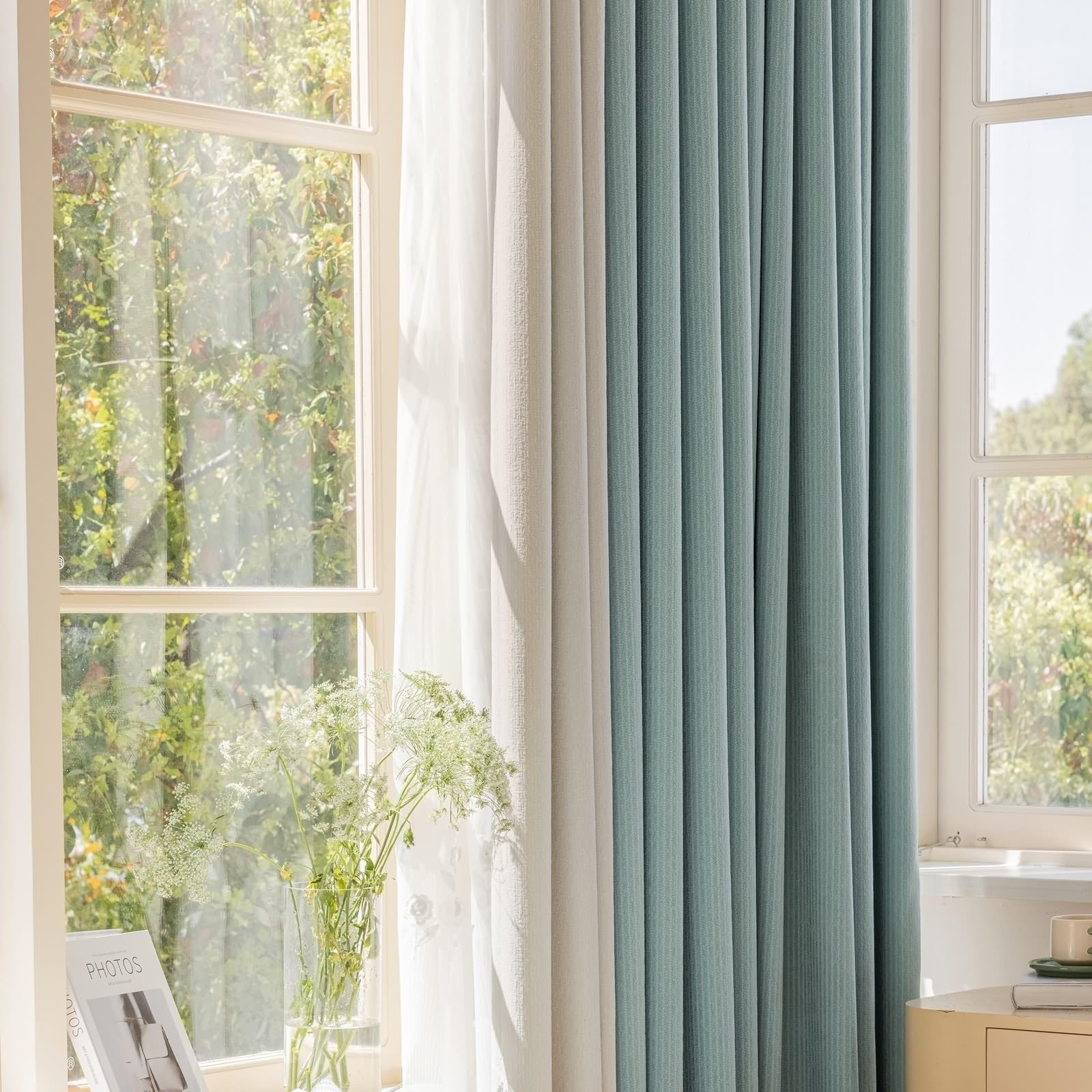 Rideaux occultants pour chambre enfant contre la lumière extérieure bleu chenille patchwork