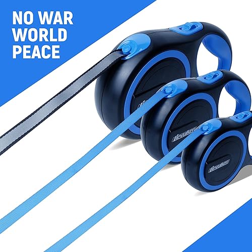 Miniatura 2 de Correa retráctil de 16 pies para perros pequeños y medianos de hasta 44 libras, antienredos, freno de una mano, mango antideslizante y cinta