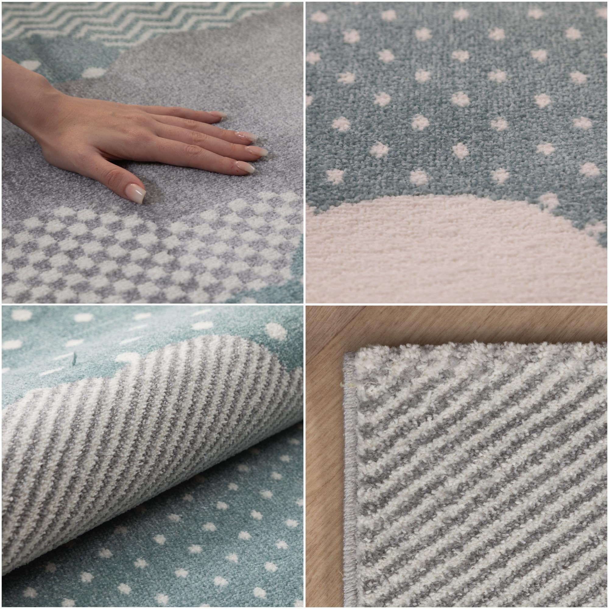 Carpettex Tapis pour Enfants avec Design de Nuages pour la Chambre d'enfant, Tapis pour Enfants, Couleur: Bleu, Taille: 120 cm Rond