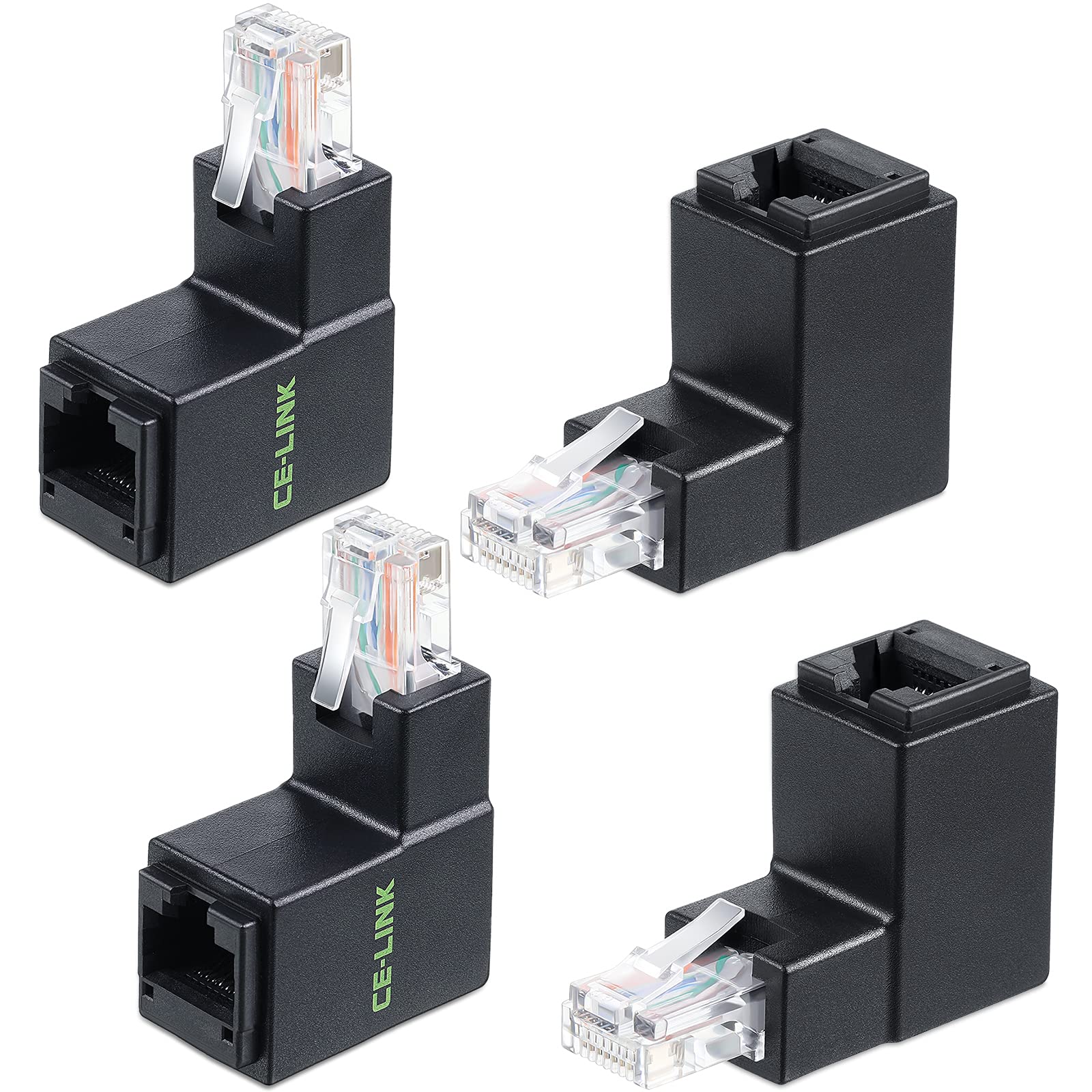 Buy 4 Pieces 90 Degree Adapter RJ45 Male to Female Right Angle