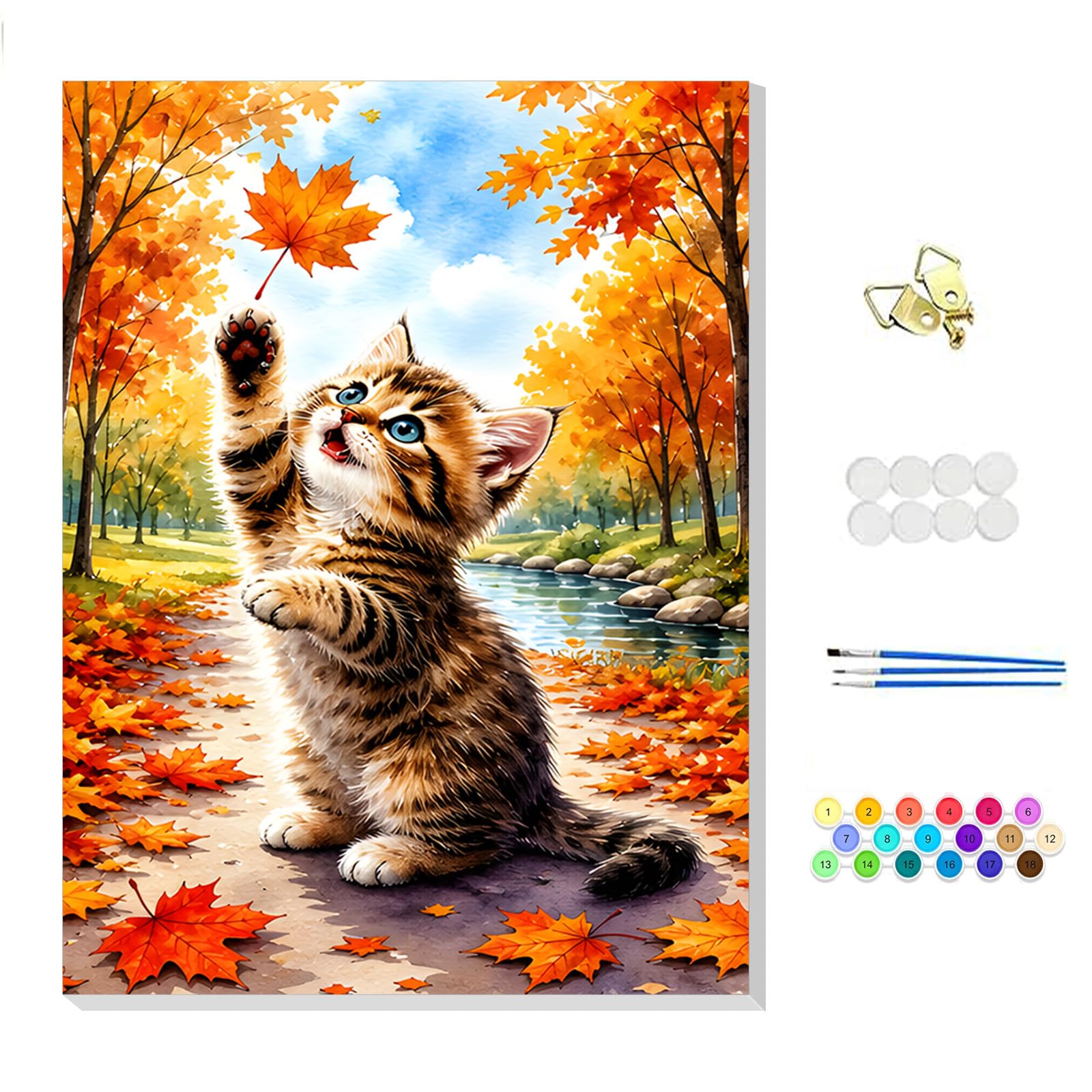 NEWENMO Cute Cat Framed Paint by Numbers for Adults 20x30cm