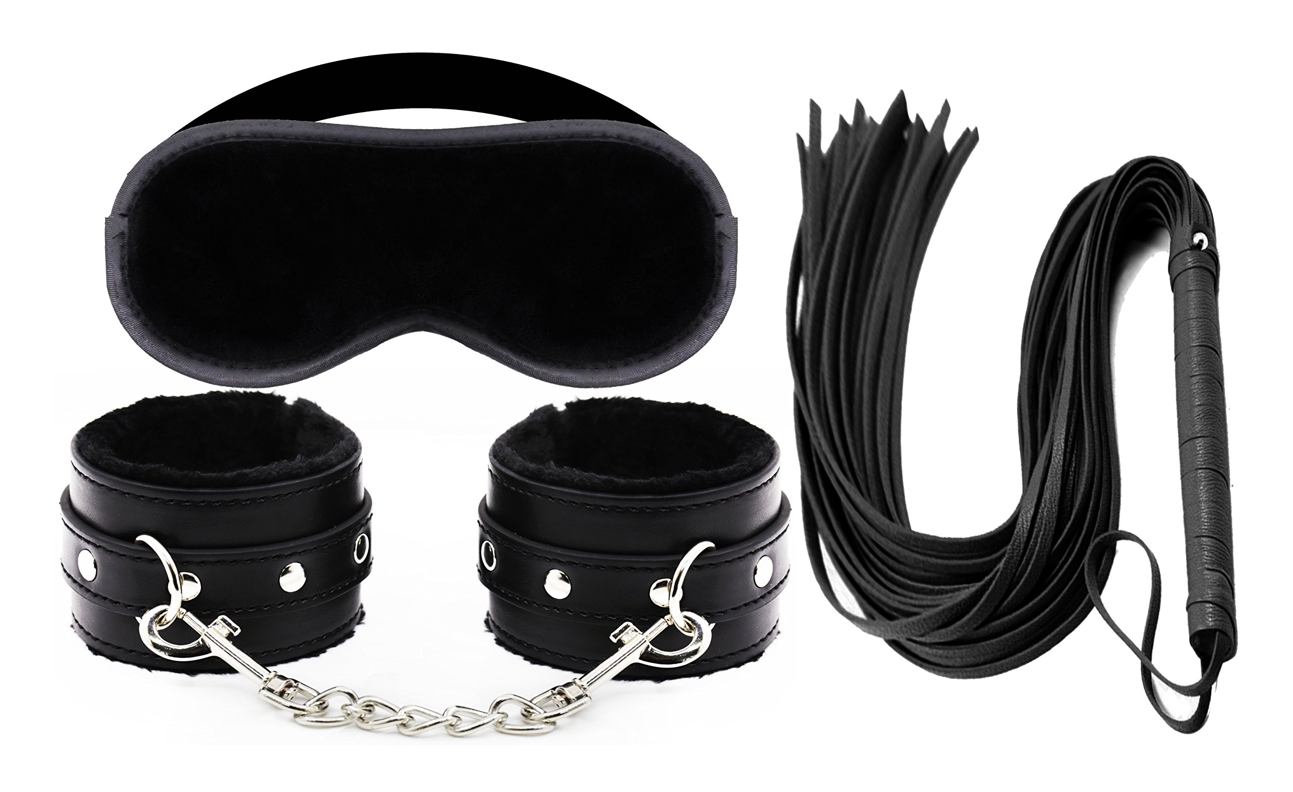 Fashion Leather Handcuffs Cuffs Adjustable Plus Sleeping Mask Set (Pink) (Black 2)