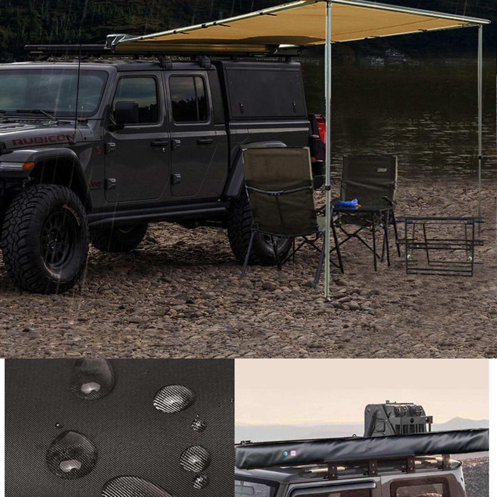 Toldo lateral para vehículo, tiendas de campaña extraíbles para vehículos, toldo retráctil extraíble para vehículos, toldo impermeable en la azotea, altura ajustable, para SUV/camioneta/furgoneta