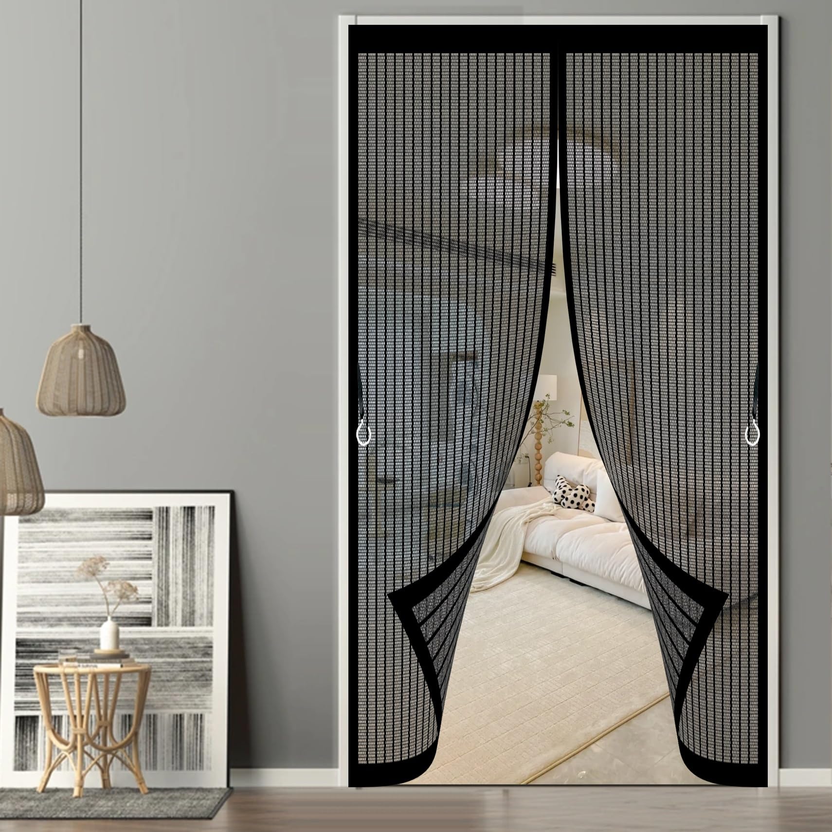 Vliegengaas voor deur, magnetisch, insectenbescherming, balkondeur, 80 x 240 cm, bijgewerkte versie, wit, magneetgordijn, insectenbescherming, zonder boren, vliegengordijn voor schuifdeur en woonkamer