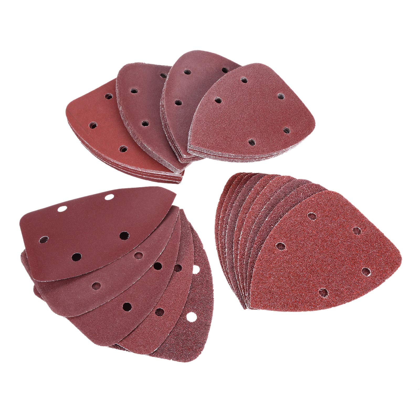 Papel de lija de pulido de metales de madera 50PCS hojas de lija 140x90mm Triángulo de lija gancho bucle abrasivo Disco de lijado for madera pulido molino 40-240 sémola