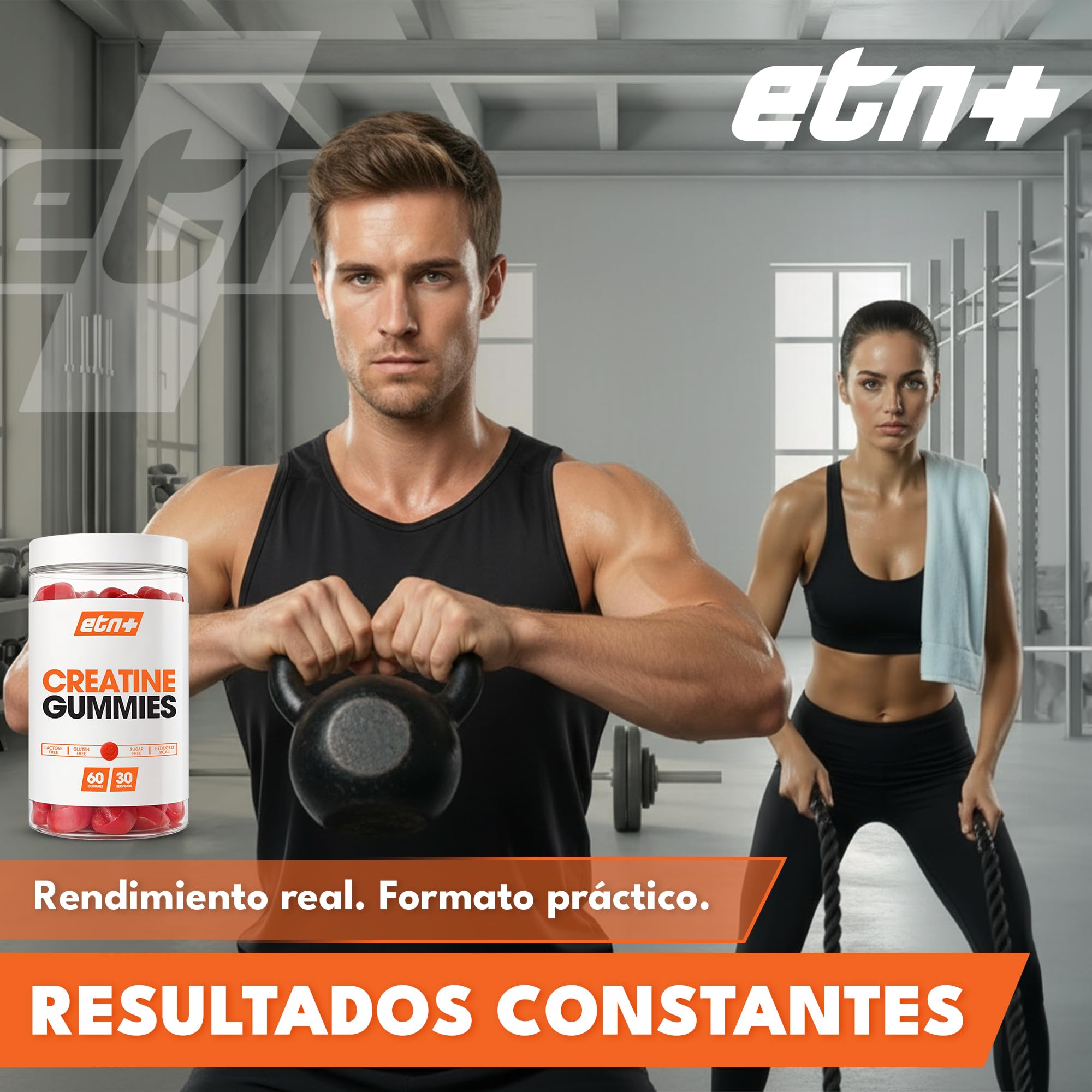 ETN+ Gominolas de Creatina Monohidratada 3000mg | 60 Gummies – 30 Servicios (para 1 mes) | Sin Azúcar, Sin Gluten | Alternativa Cómoda a la Creatina en Polvo | Ingredientes de Origen Natural | Fresa — view 7