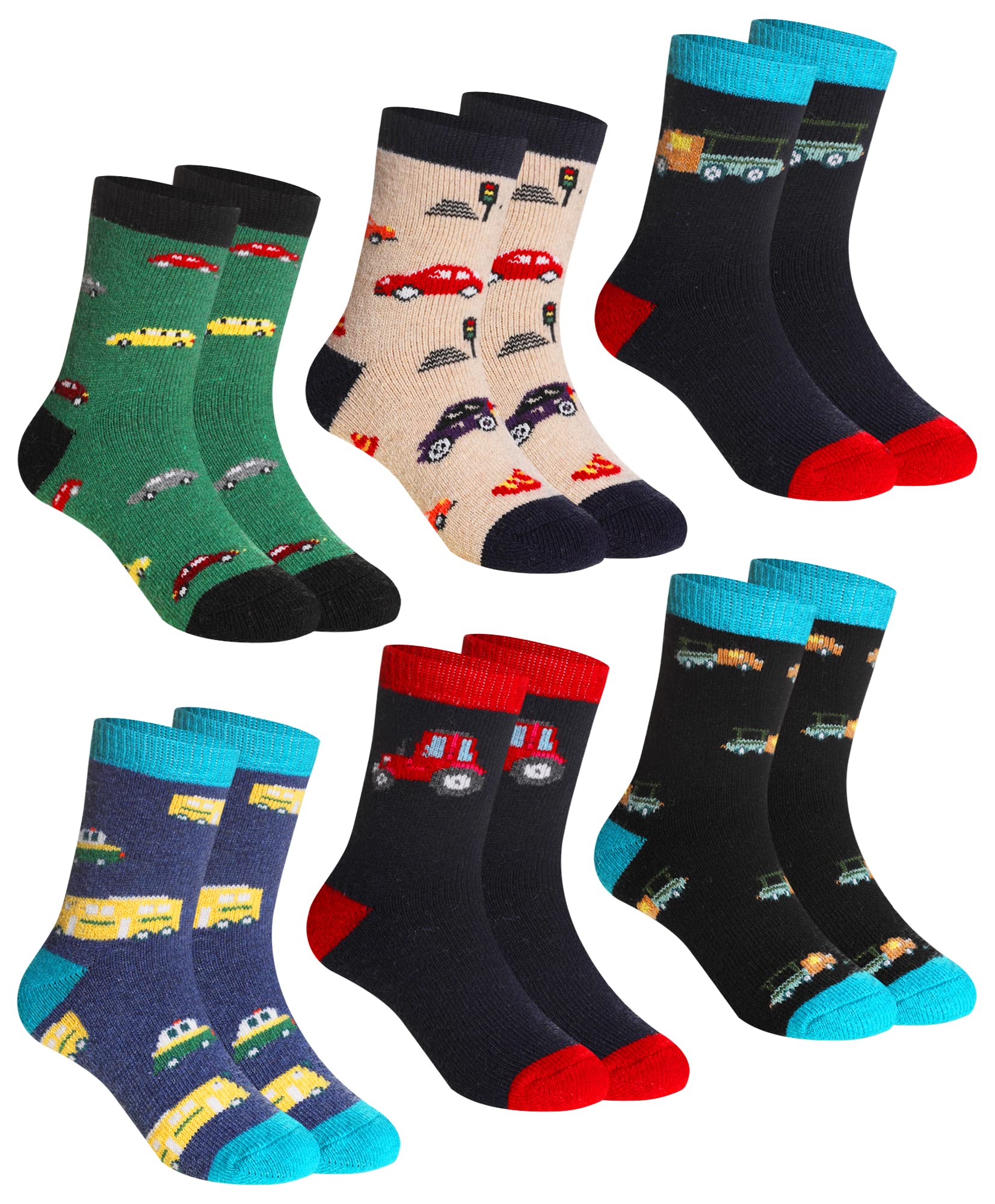 DoSmart Children's Winter Warm Wool Solid Color Socks Kids Boy Girls Hiking Thermal Boot Crew Socks 6 Pairs