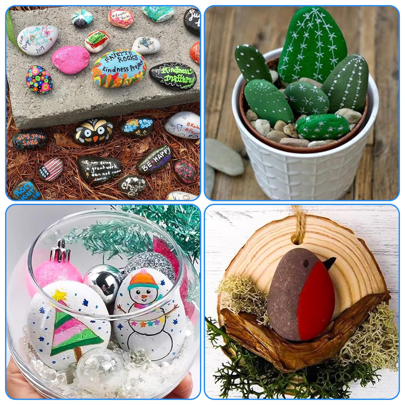 XSHAO® 14 Pcs Galet A Peindre, 3-5 Cm/ 4-6 Cm/ 5-8 Cm Pierres