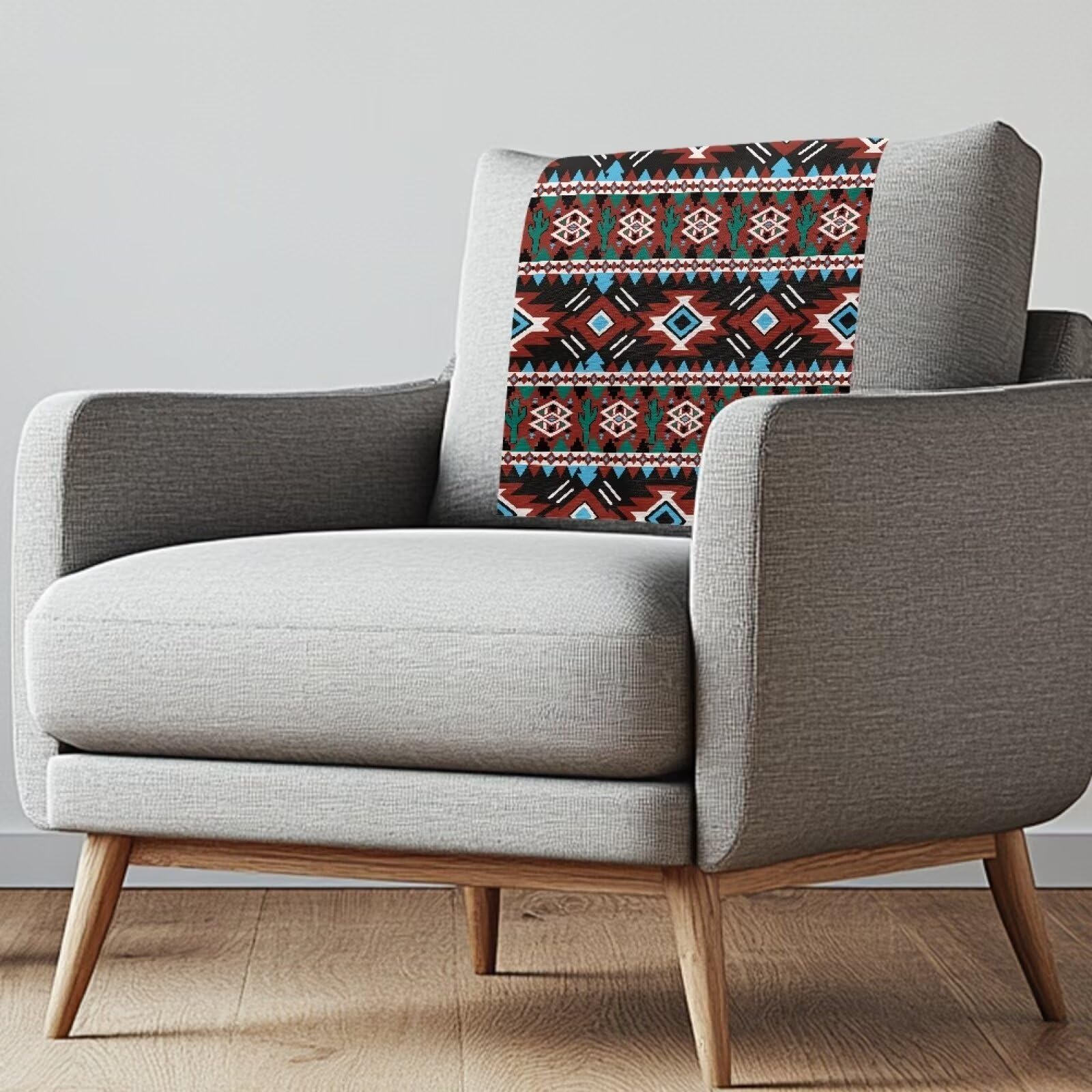 NETILGEN Sofa Headrest Cover Aztec Tribal Geometry Print Furniture Protector Covers, Headrest Cover for Recliner Chair Sofa Slipcovers — image 1