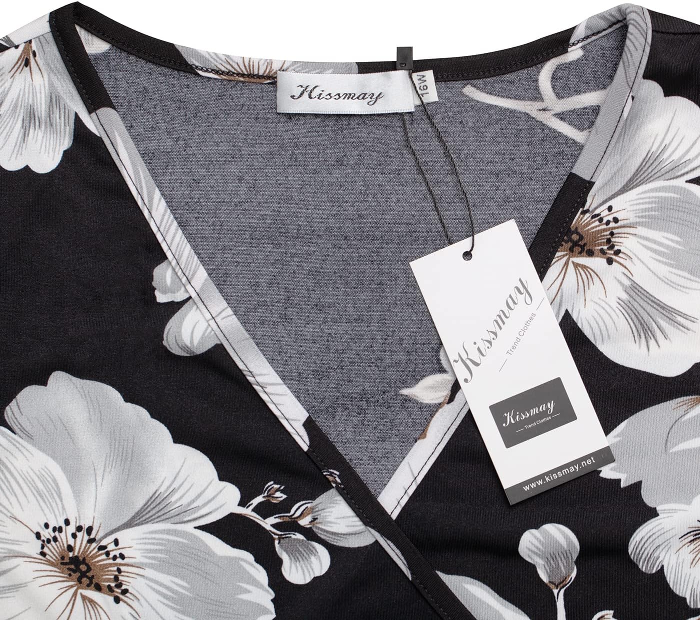 kissmay Plus Size Womens V Neck Floral Cocktail Party Midi Dresses with Pocket - Image 5