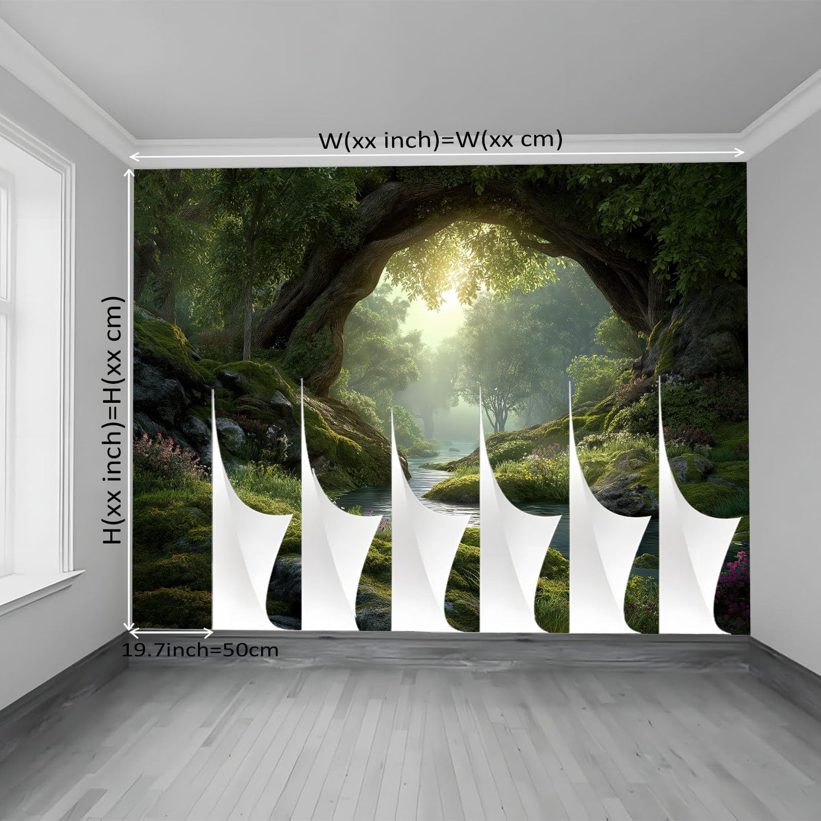 Art Papel Tapiz Fotográfico Paisaje De Fantasía Bosque Plantas Papel Pintado 300 x 210 cm, Art Mural De Pared Papel Pintado Verde Bosque Mural para Sala Estar Dormitorio Infantil Decoración