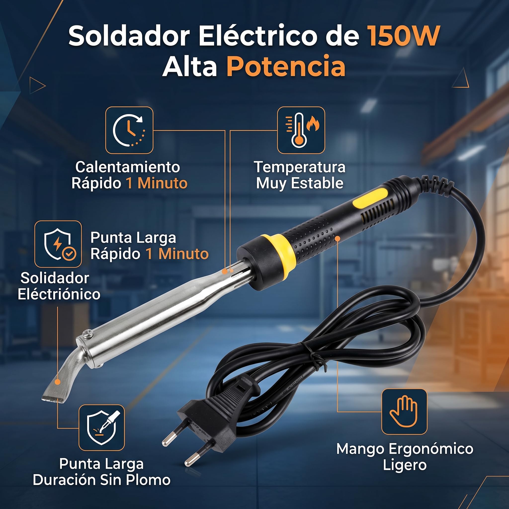 Kit Saldatore Ad Alta Potenza Elettrico 150W 220V Saldatore a Temperatura Regolabile Saldatore per Saldatore (spina UE)