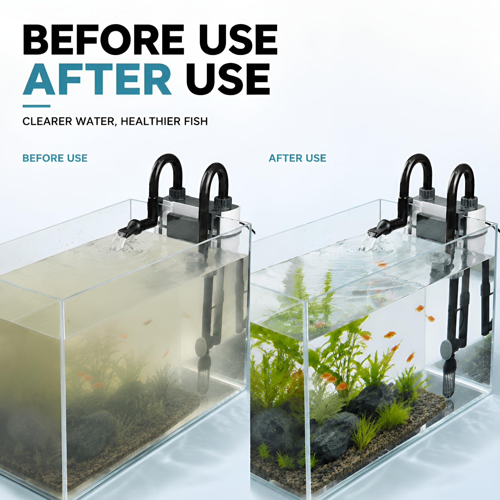 Aquariumfilter für 10-40 Gallonen Aquarium, leiser Hang On Back Kanister Filter mit 3-stufiger Filtration, Oberflächenskimmer Außenfilter für Süßwasserfische & Schildkrötenbecken